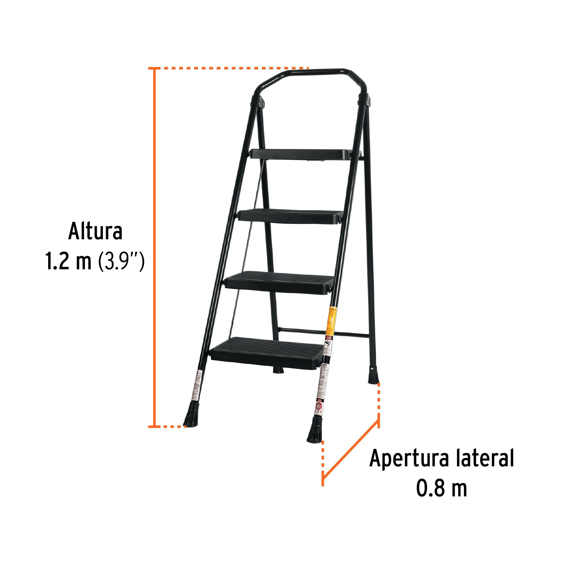 Escalerilla tubular, plegable, 4 peldaños, TRUPER