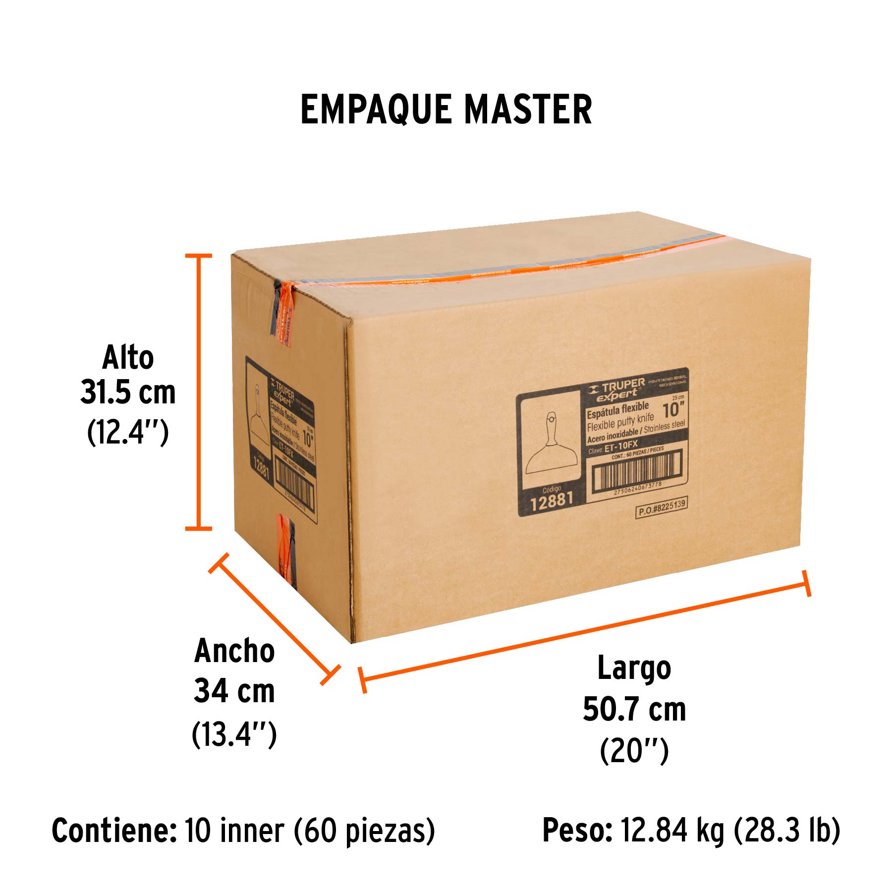 Espátula flexible 10" acero inoxidable, Comfort Grip, EXPERT - Empaque