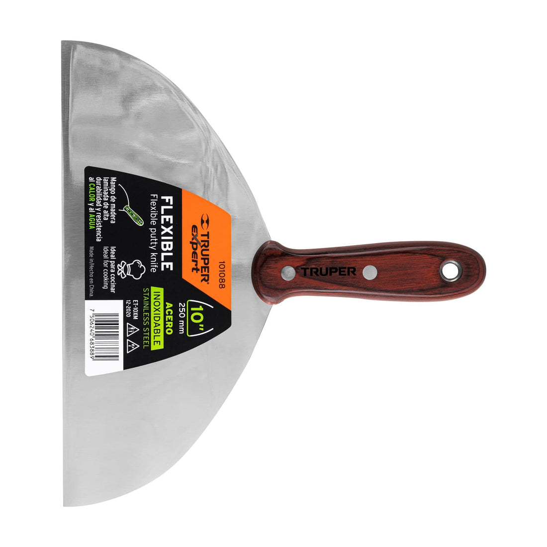 Espátula 10" acero inoxidable con mango de madera, EXPERT