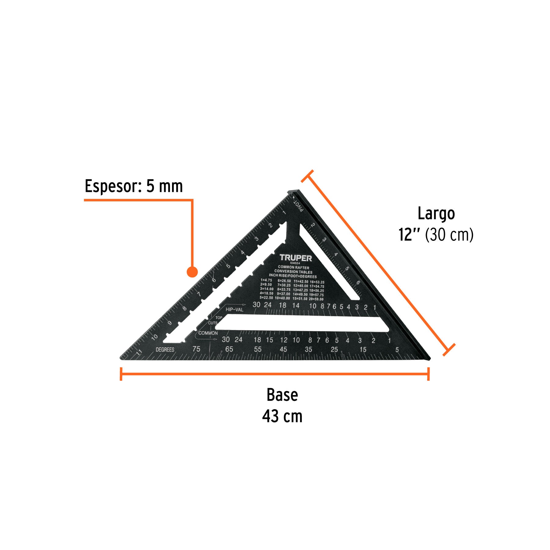 Escuadra 12", aluminio color negro, para muro de yeso,TRUPER