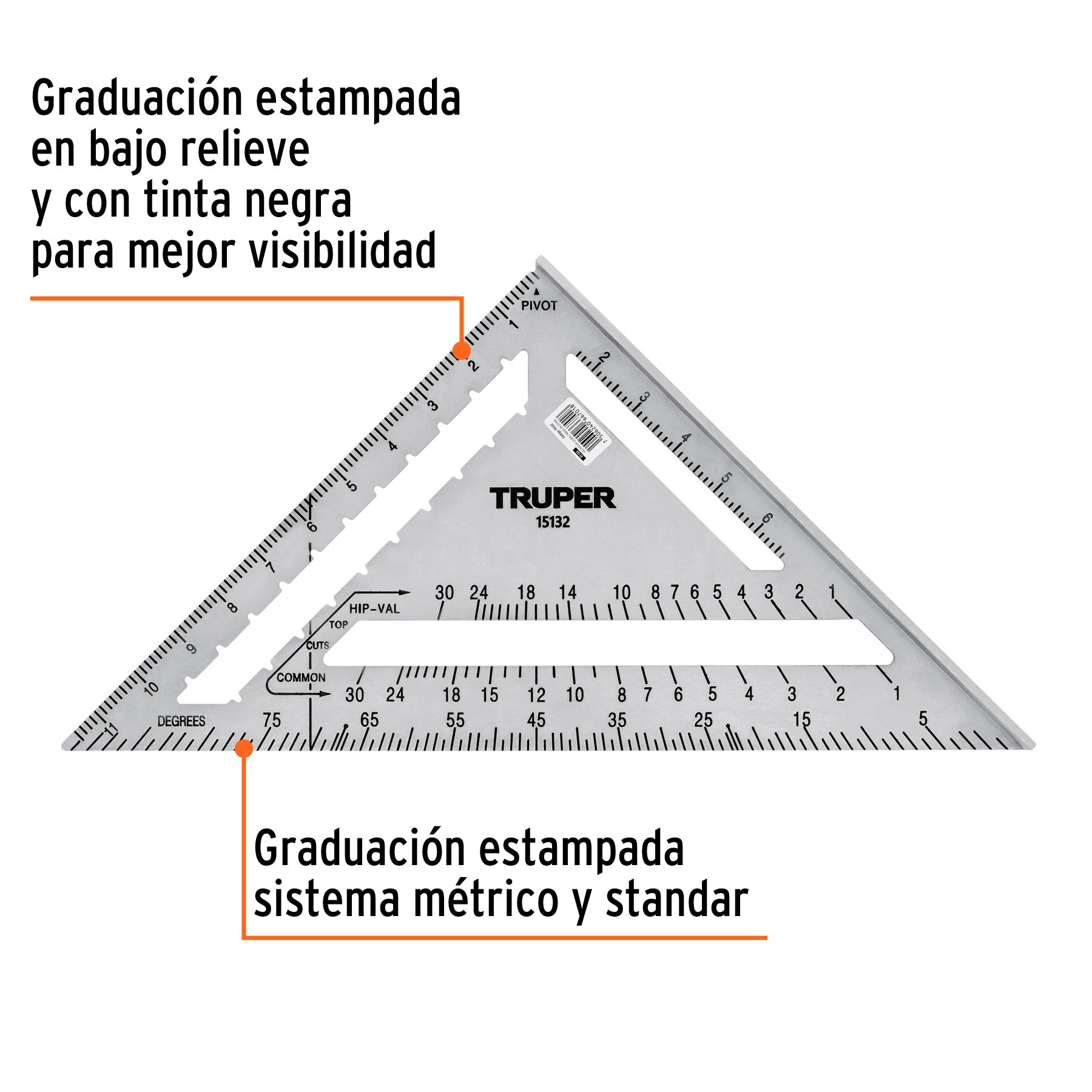 Escuadra 12" de aluminio para muros de yeso, TRUPER