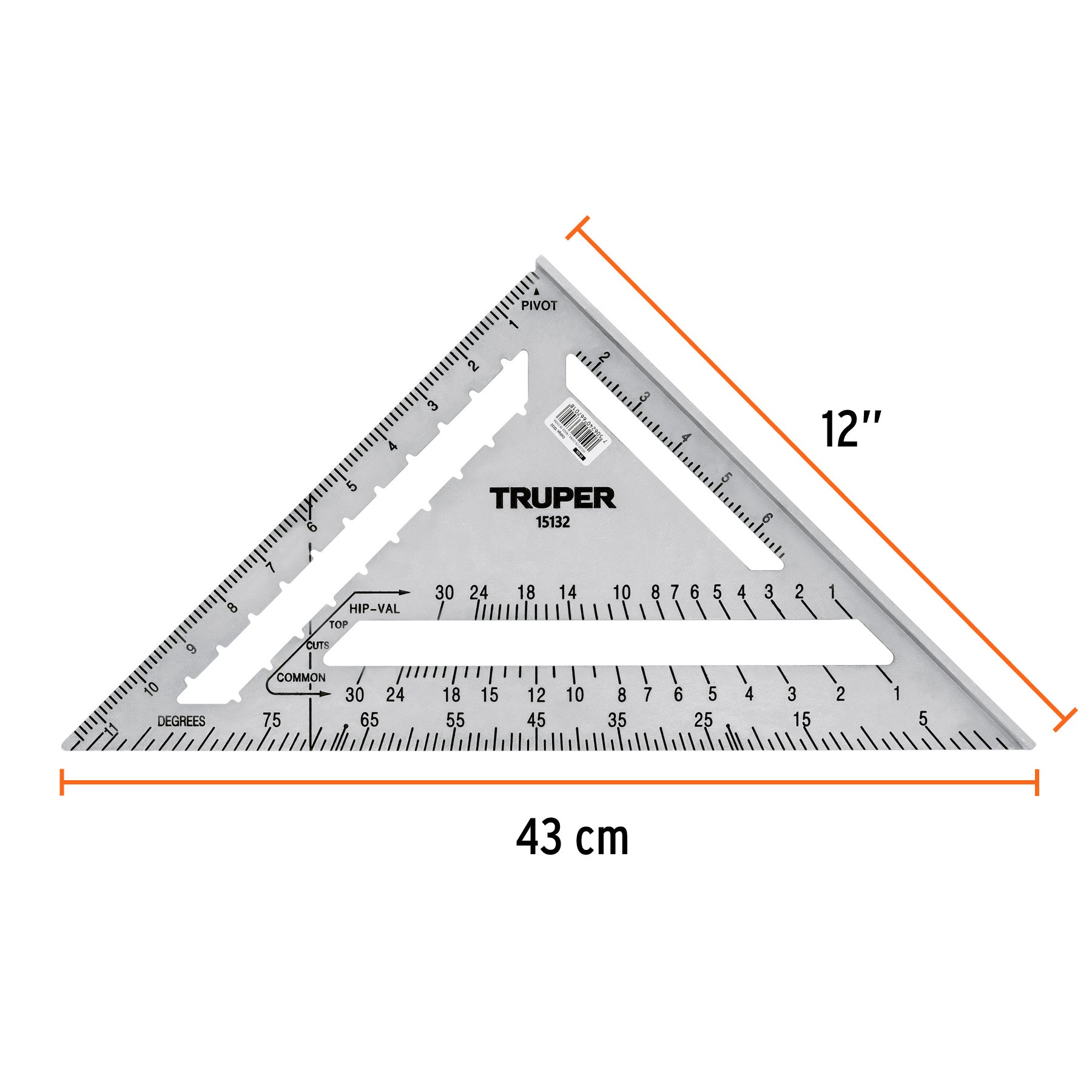 Escuadra 12" de aluminio para muros de yeso, TRUPER