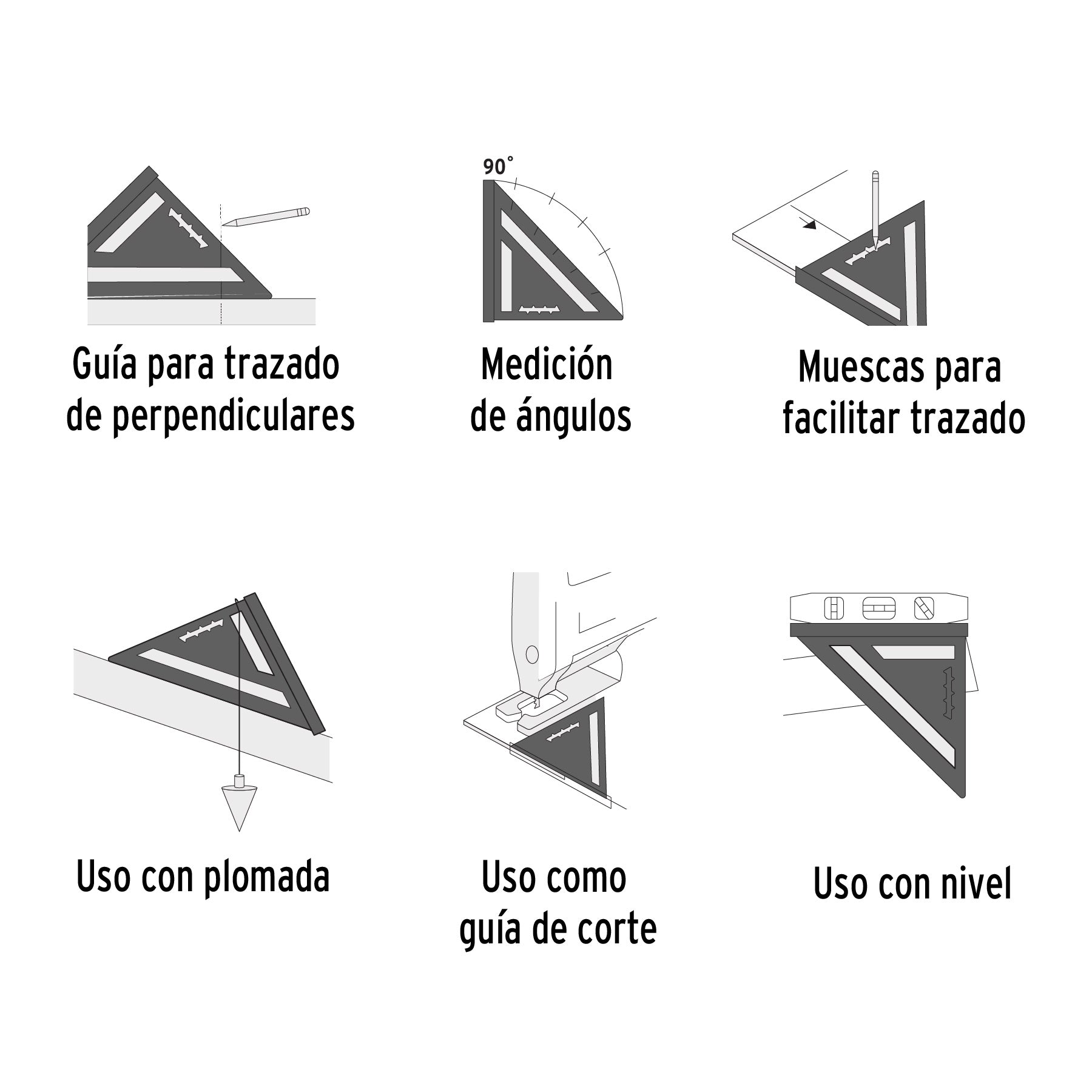 Escuadra 12" de aluminio para muros de yeso, TRUPER