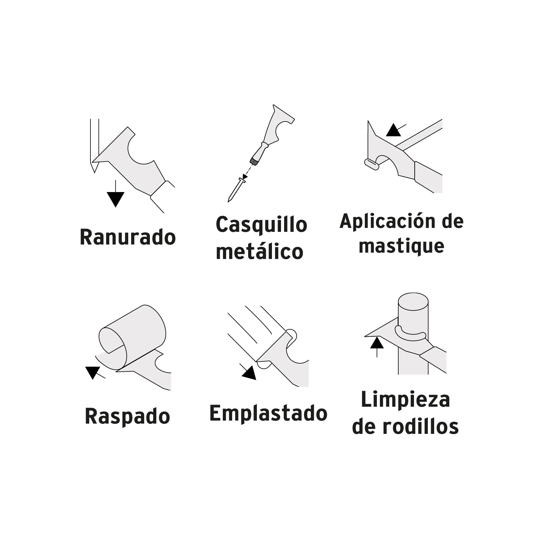 Espátula 2-1/2" de 6 usos, acero inoxidable, Comfort Grip