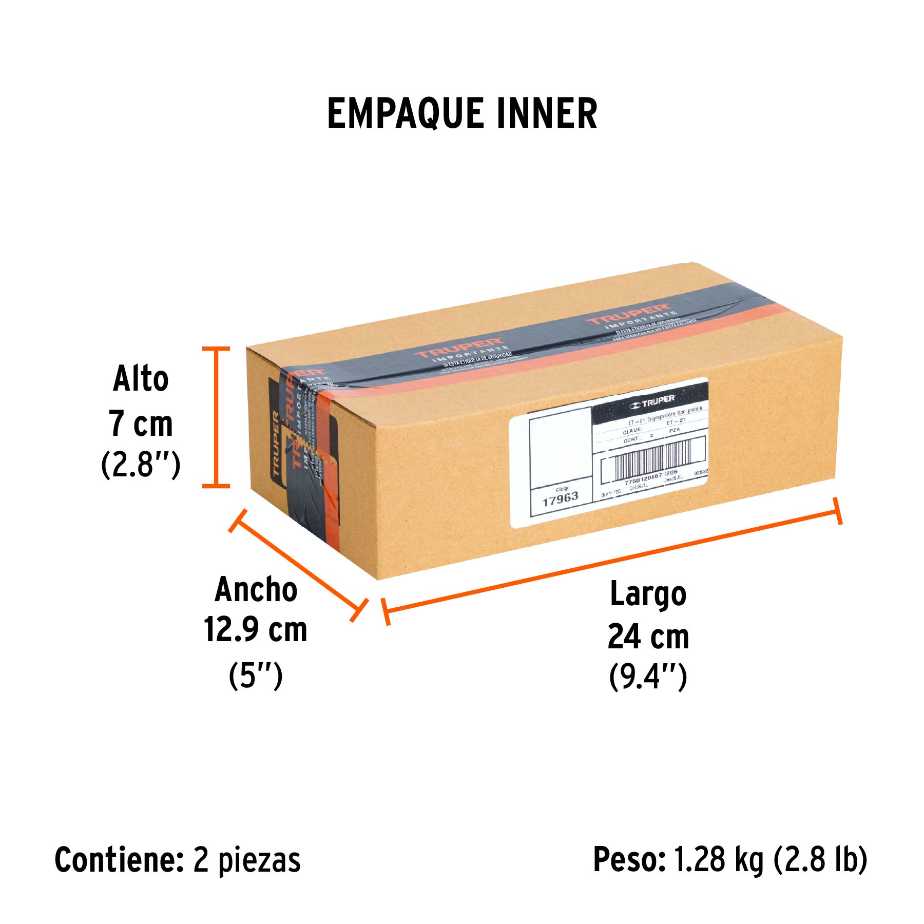 Engrapadora tipo pistola para ¼",5/16", 3/8", con 200 grapas - Empaque