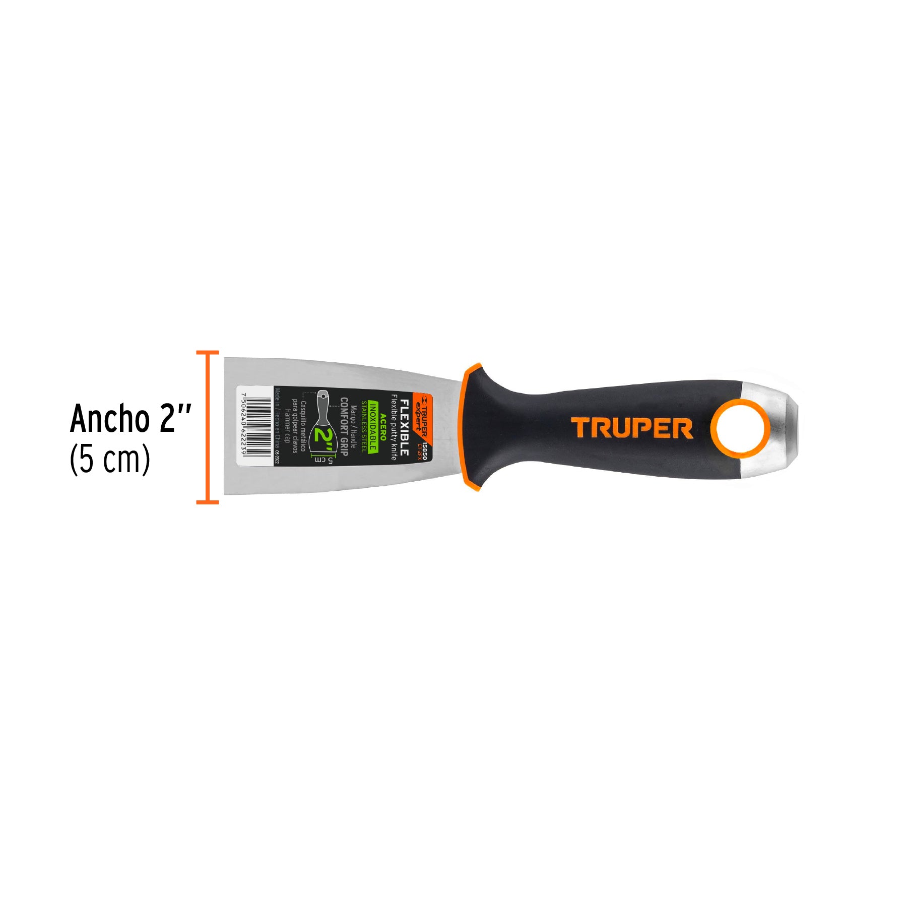 Espátula flexible 2" acero inoxidable, Comfort Grip, EXPERT
