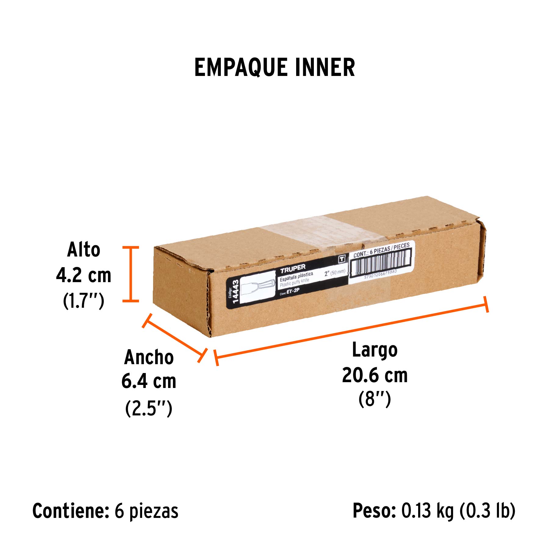 Espátula plástica de 2", TRUPER - Empaque