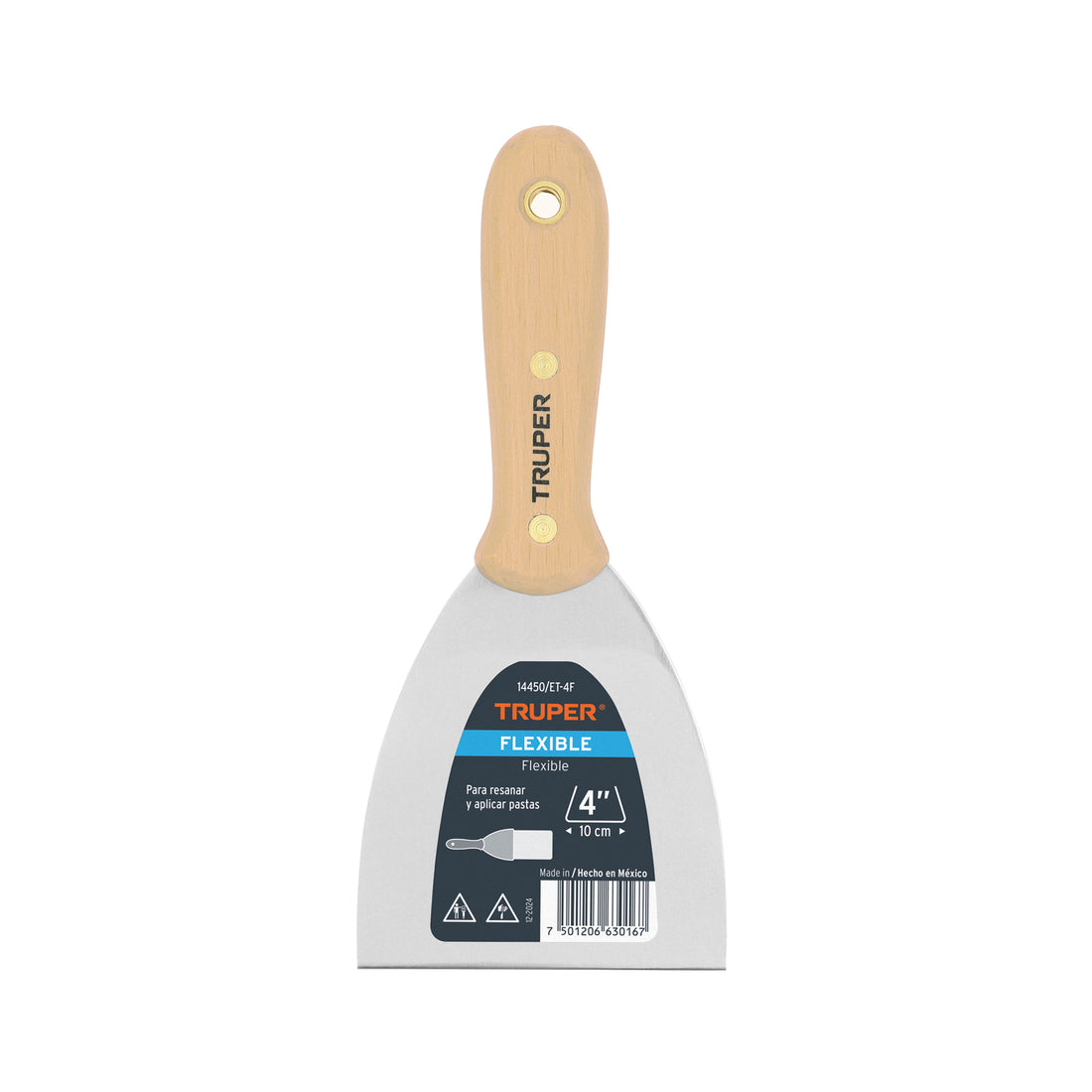Espátula flexible 4" con mango de madera, TRUPER