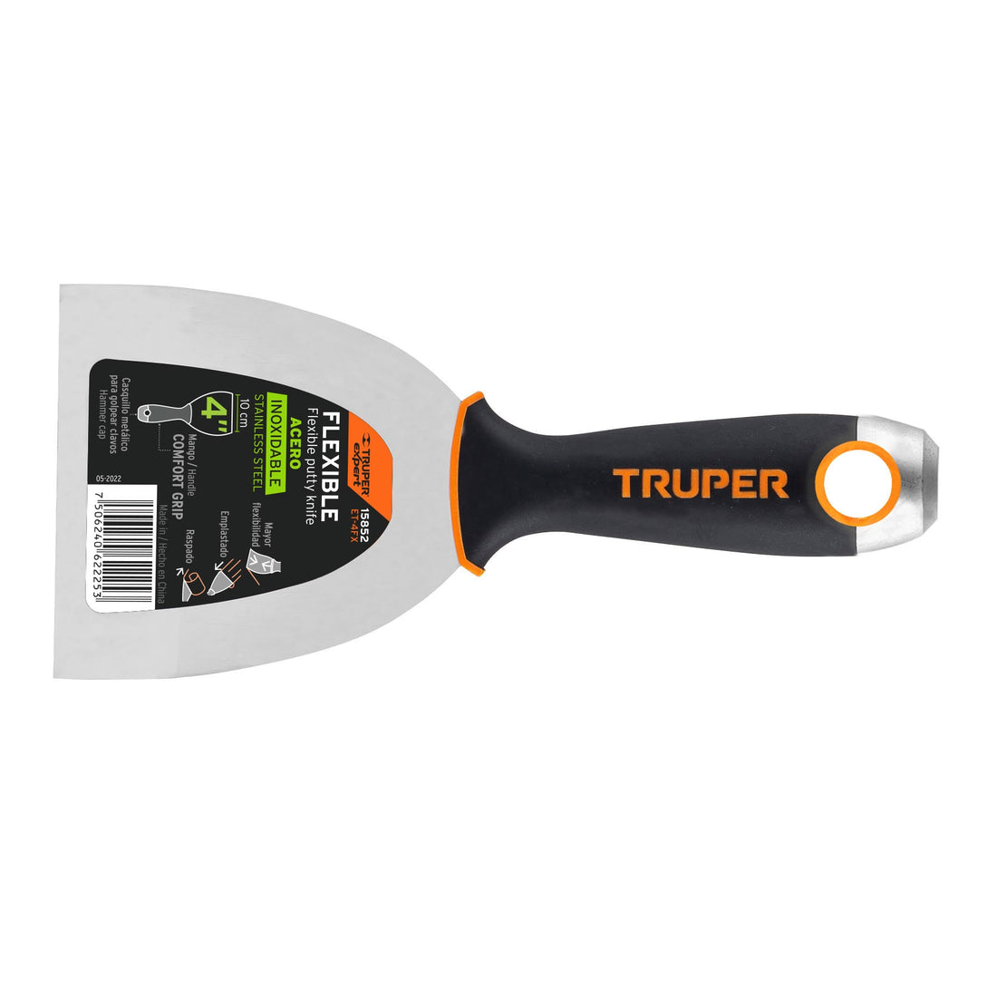Espátula flexible 4" acero inoxidable, Comfort Grip, EXPERT