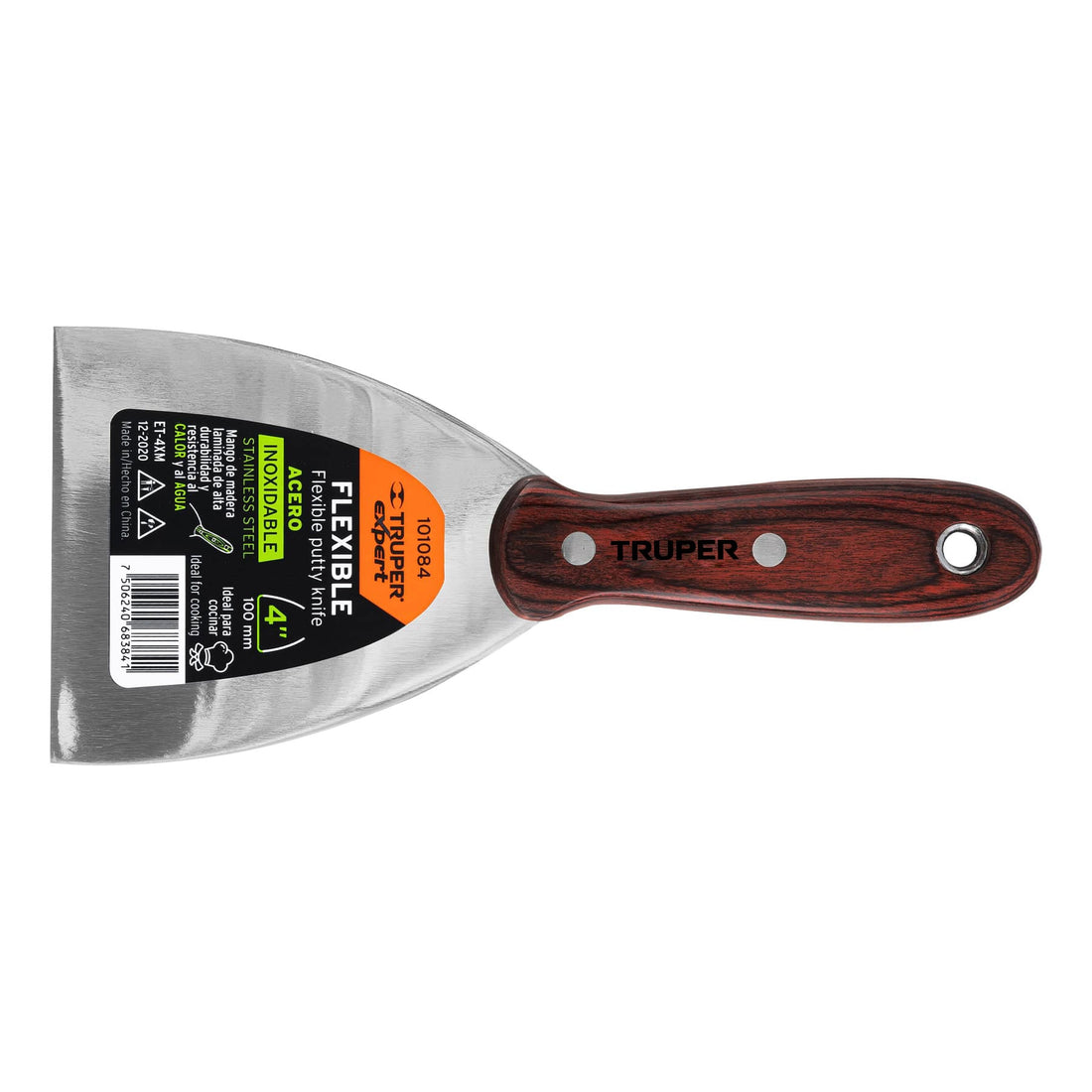 Espátula 4" acero inoxidable con mango de madera, EXPERT
