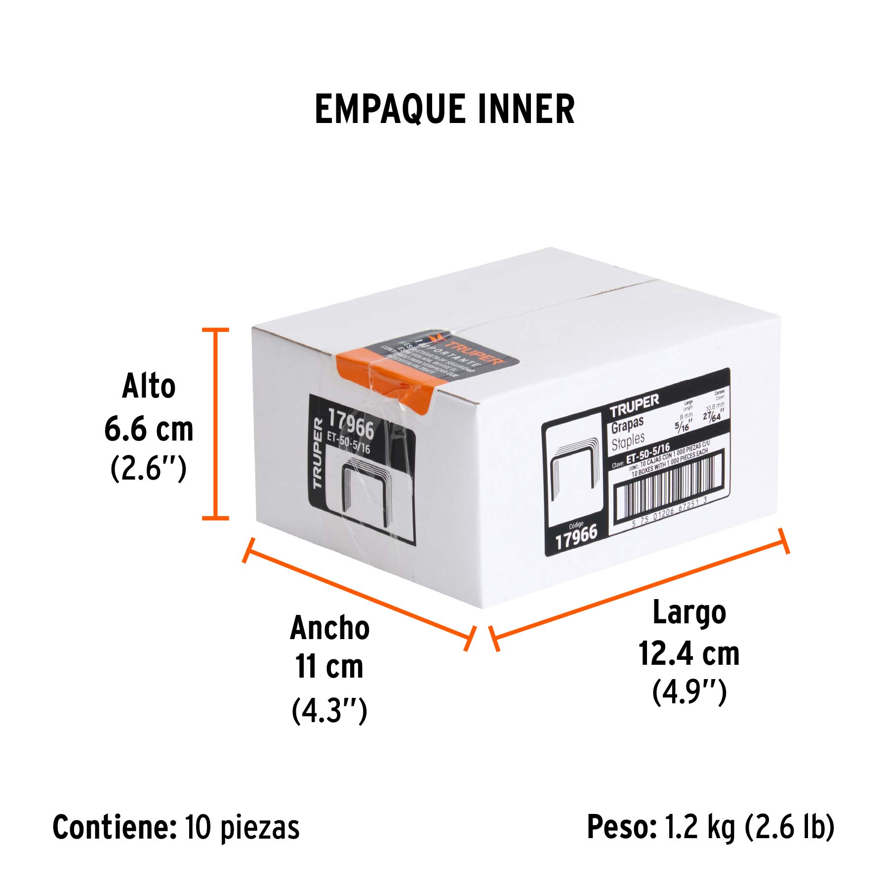1000 grapas 5/16" corona 10.6mm, para ET-50X, ET-50 y EM-50 - Empaque