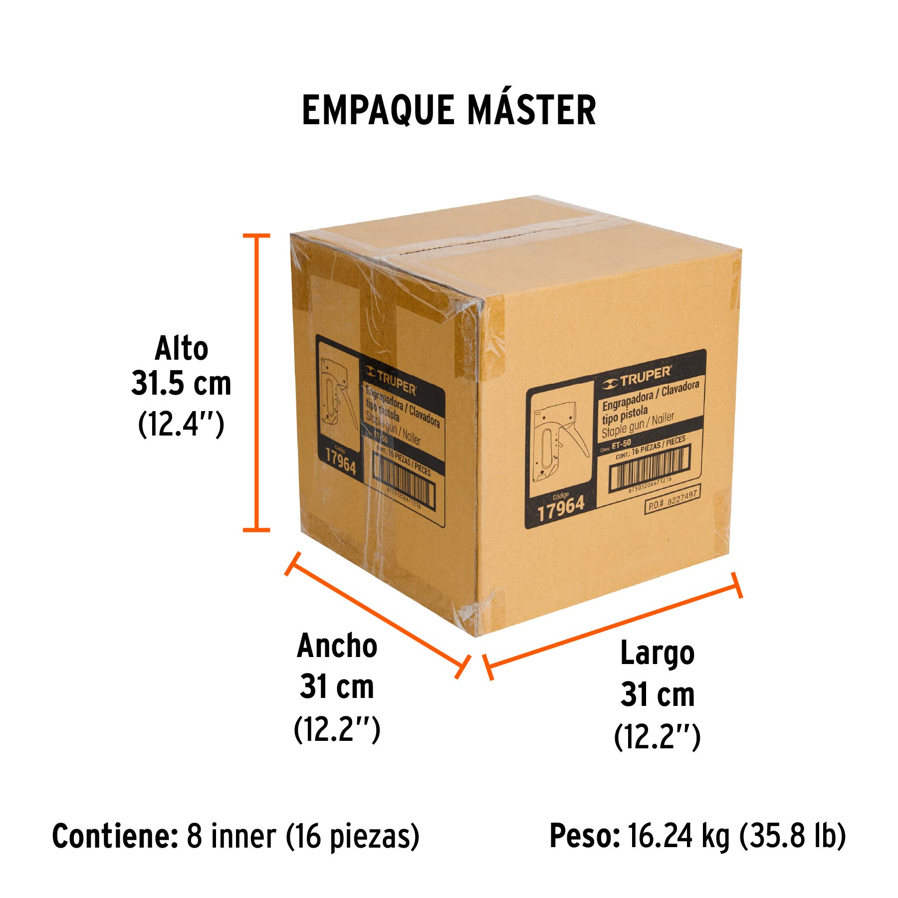 Engrapadora / clavadora tipo pistola, TRUPER - Empaque