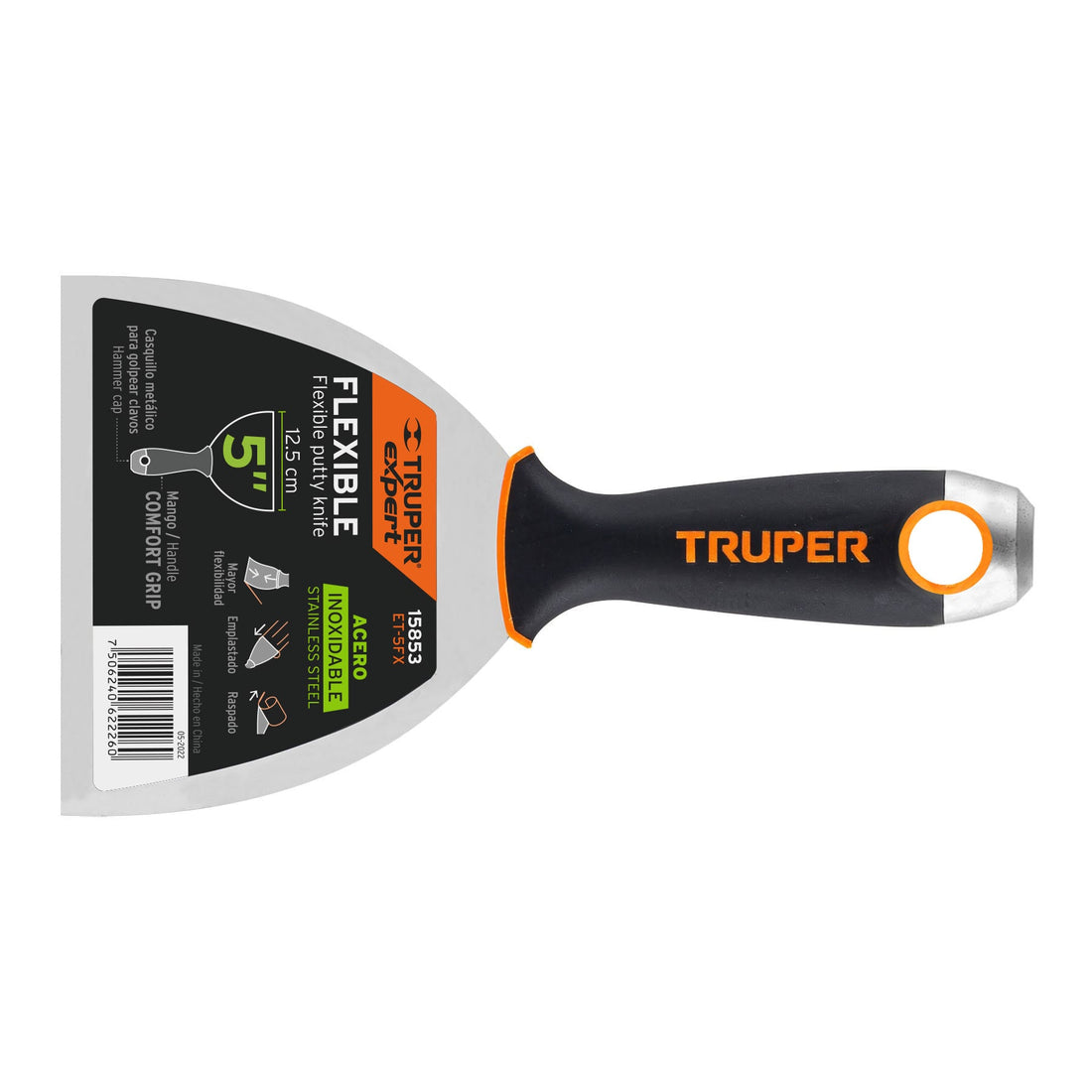 Espátula flexible 5" acero inoxidable, Comfort Grip, EXPERT