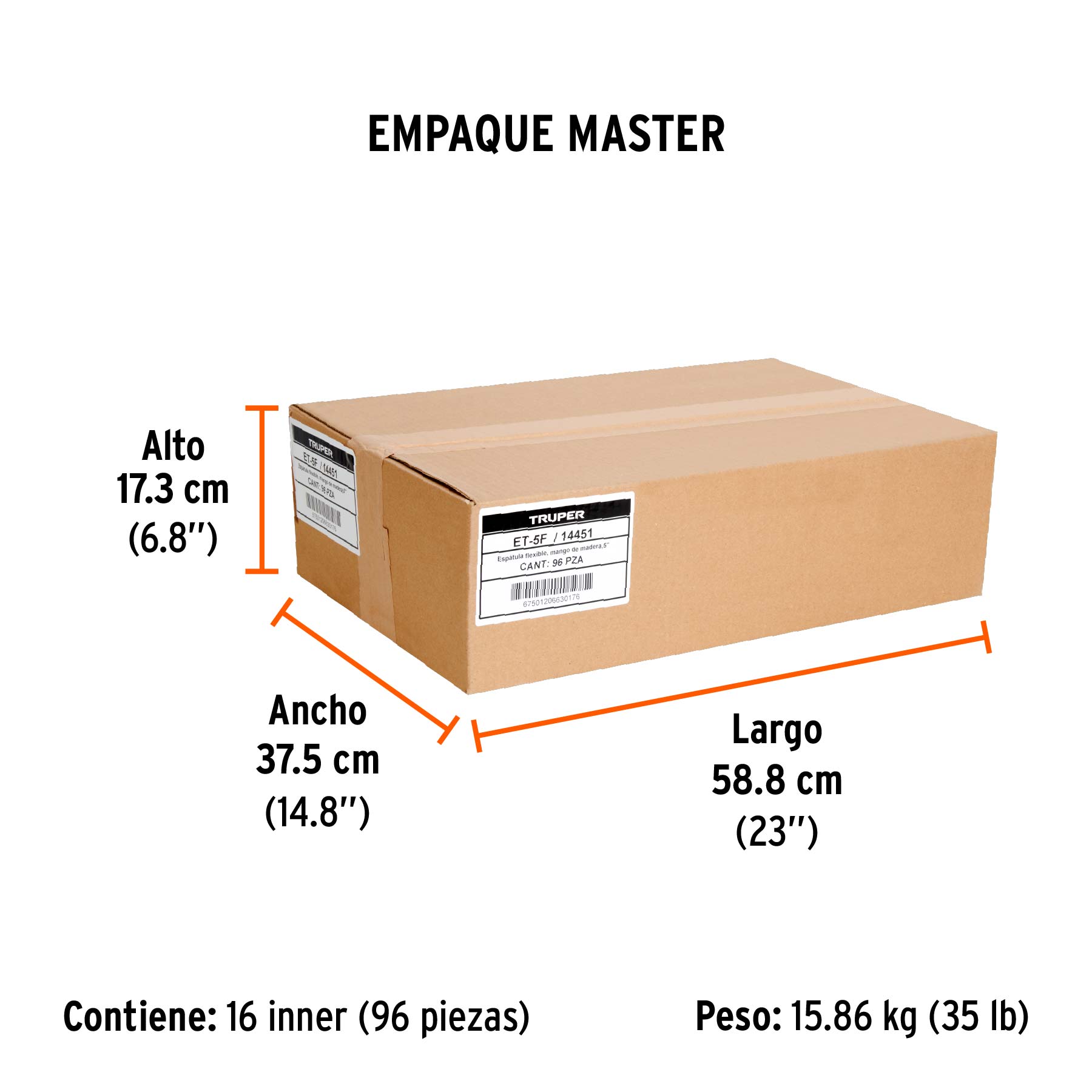 Espátula flexible 5" con mango de madera, TRUPER - Empaque