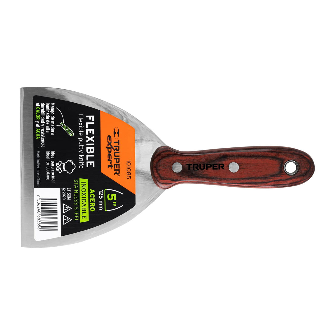 Espátula 5" acero inoxidable con mango de madera, EXPERT