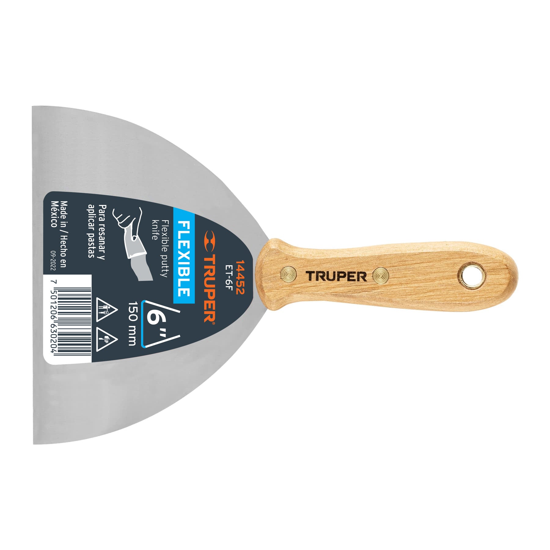 Espátula flexible 6" con mango de madera, TRUPER