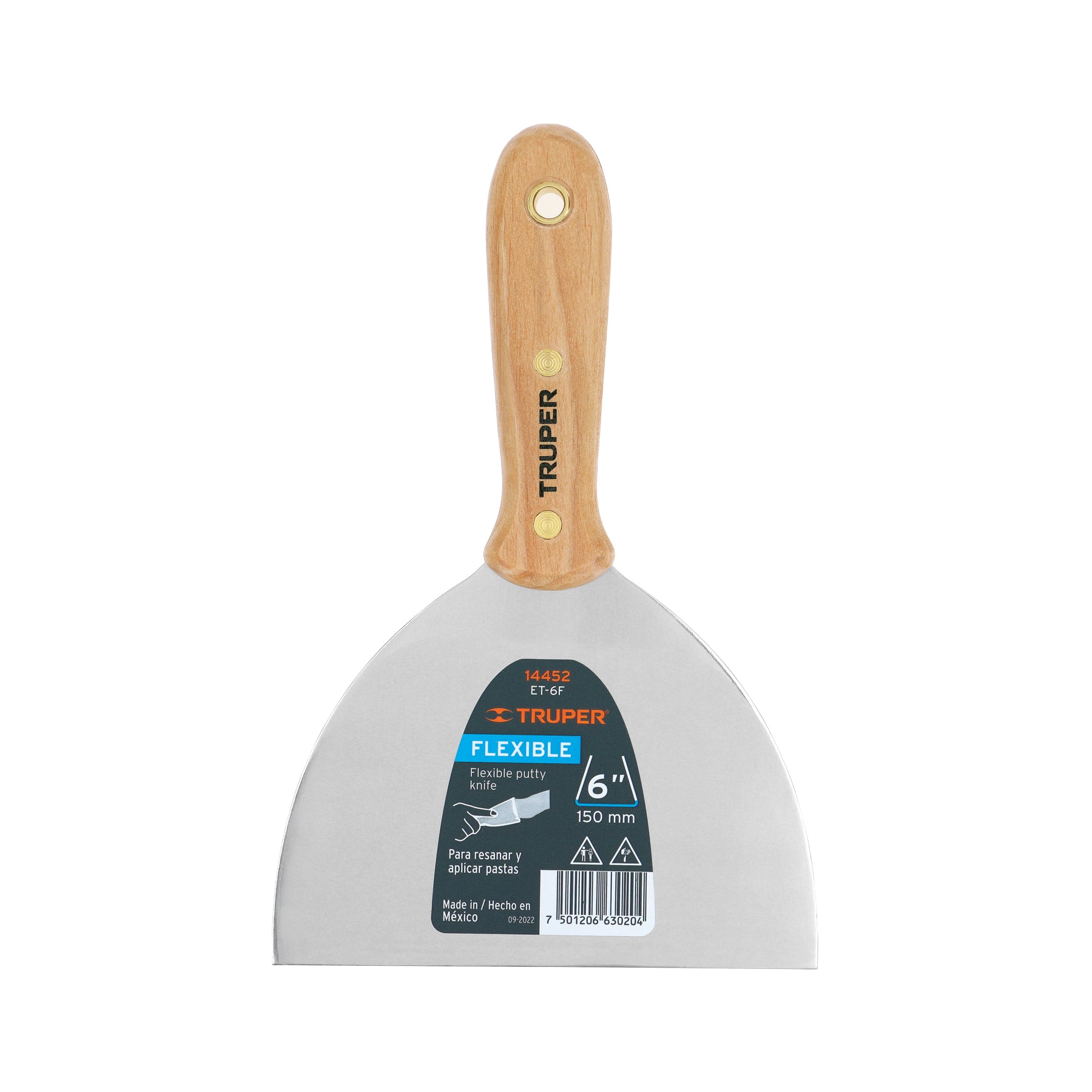 Espátula flexible 6" con mango de madera, TRUPER