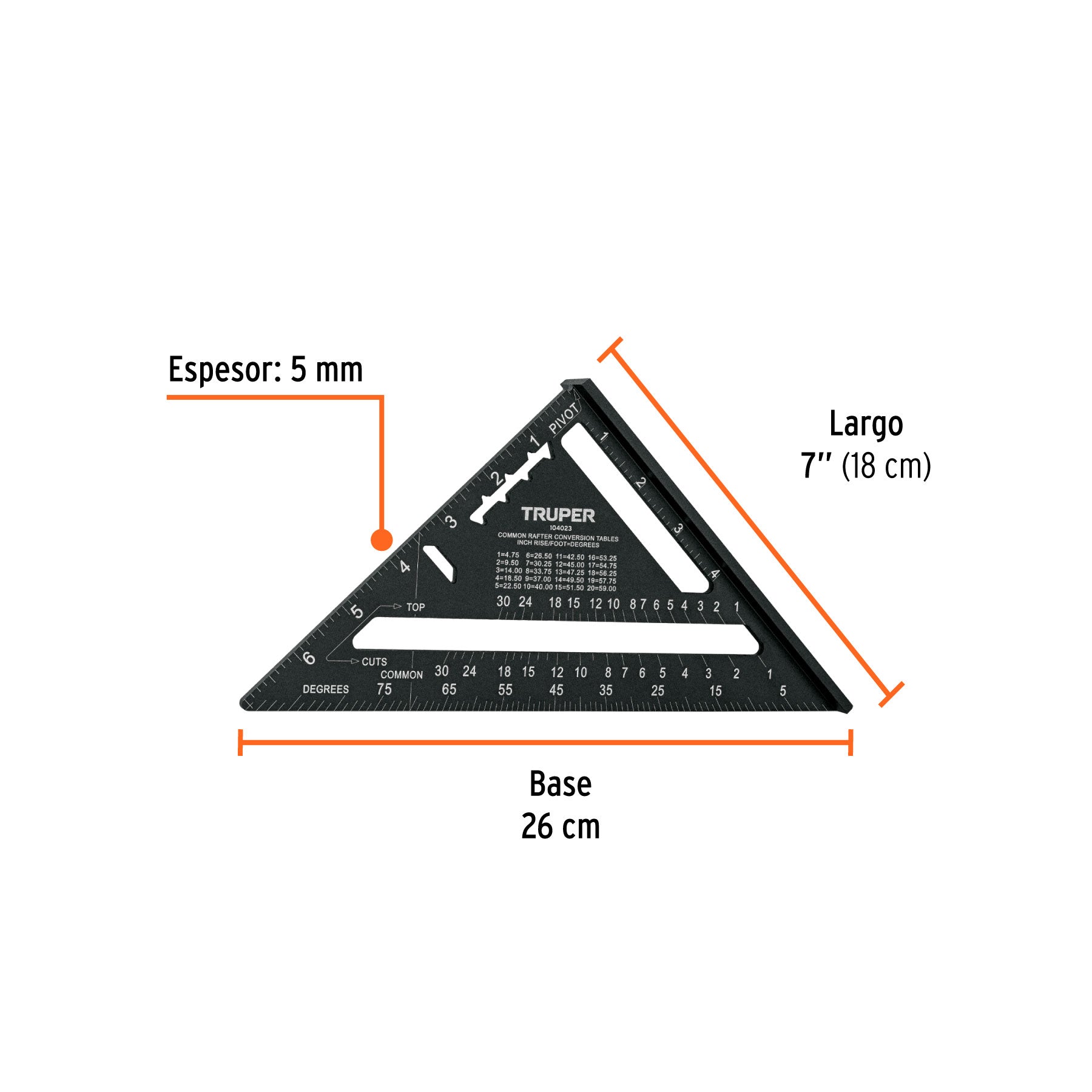 Escuadra 7", aluminio color negro, para muro de yeso, TRUPER
