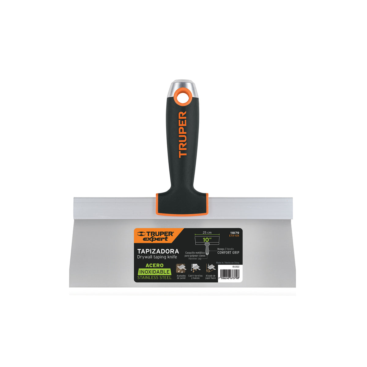 Espátula tapizadora de 10" acero inoxidable, TRUPER EXPERT