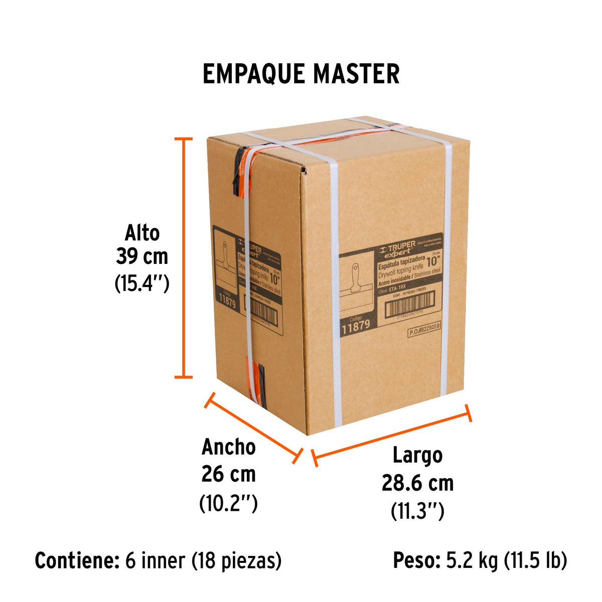 Espátula tapizadora de 10" acero inoxidable, TRUPER EXPERT - Empaque