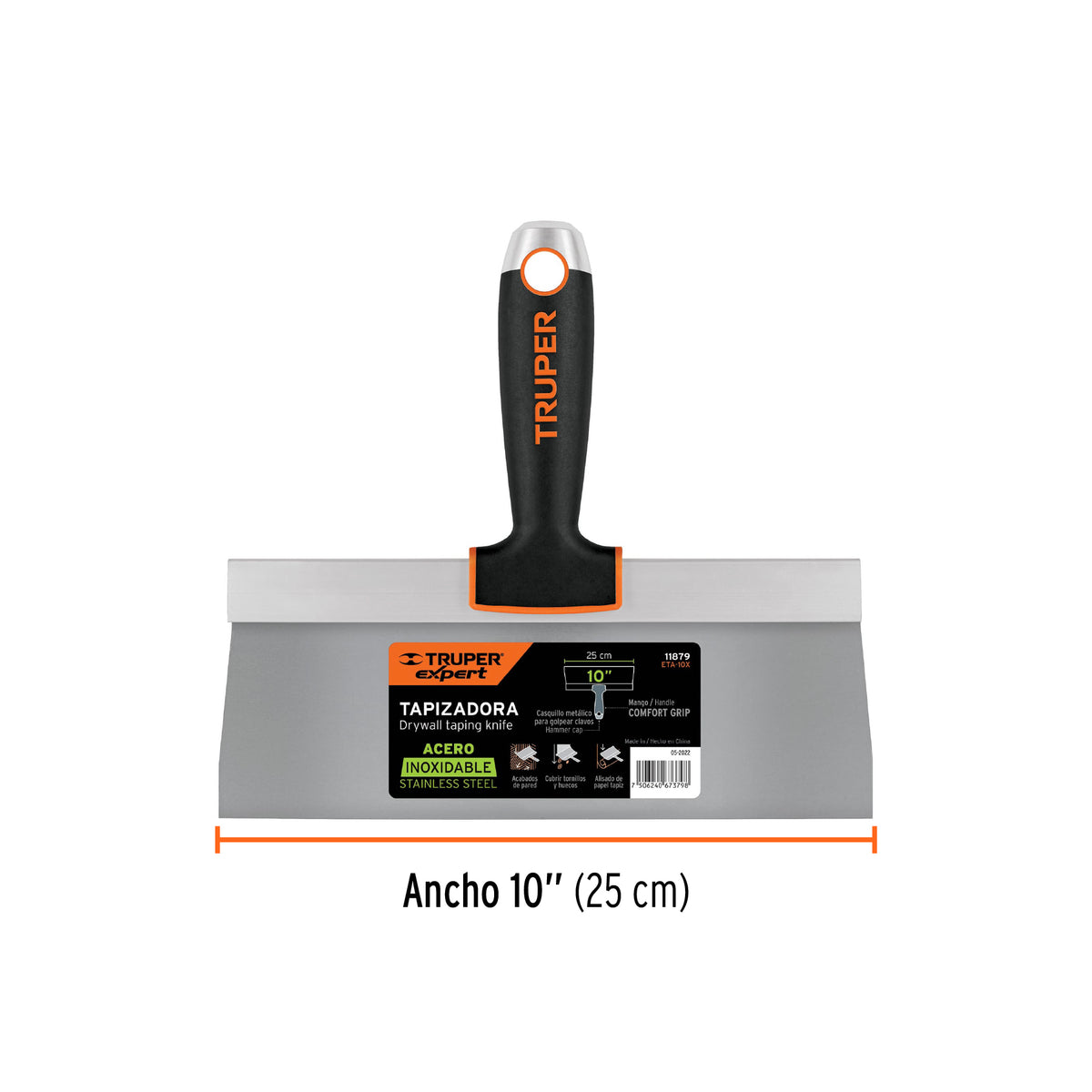 Espátula tapizadora de 10" acero inoxidable, TRUPER EXPERT