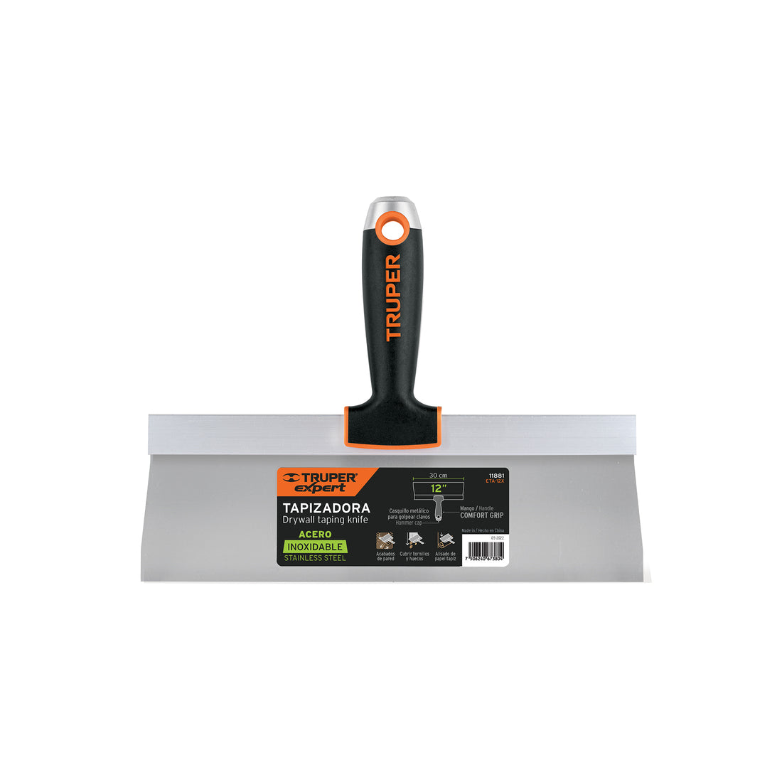 Espátula tapizadora de 12" acero inoxidable, TRUPER EXPERT