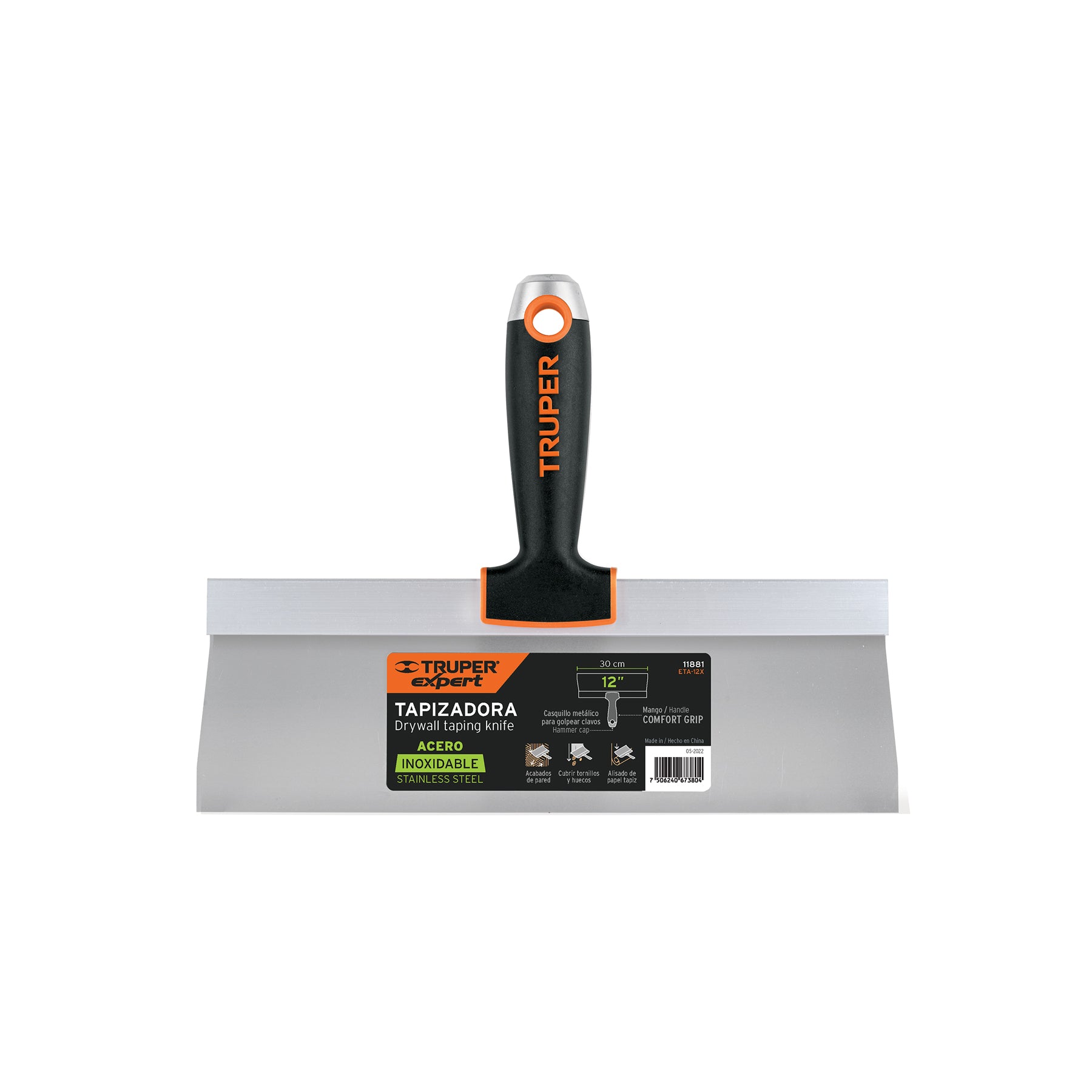 Espátula tapizadora de 12" acero inoxidable, TRUPER EXPERT