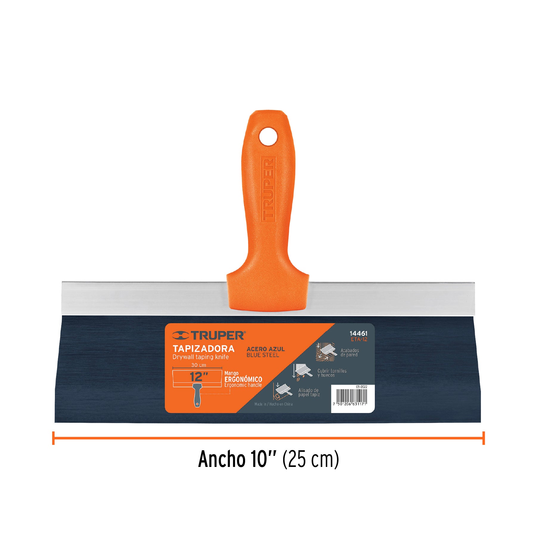 Espátula tapizadora de 12" acero al medio carbono, TRUPER