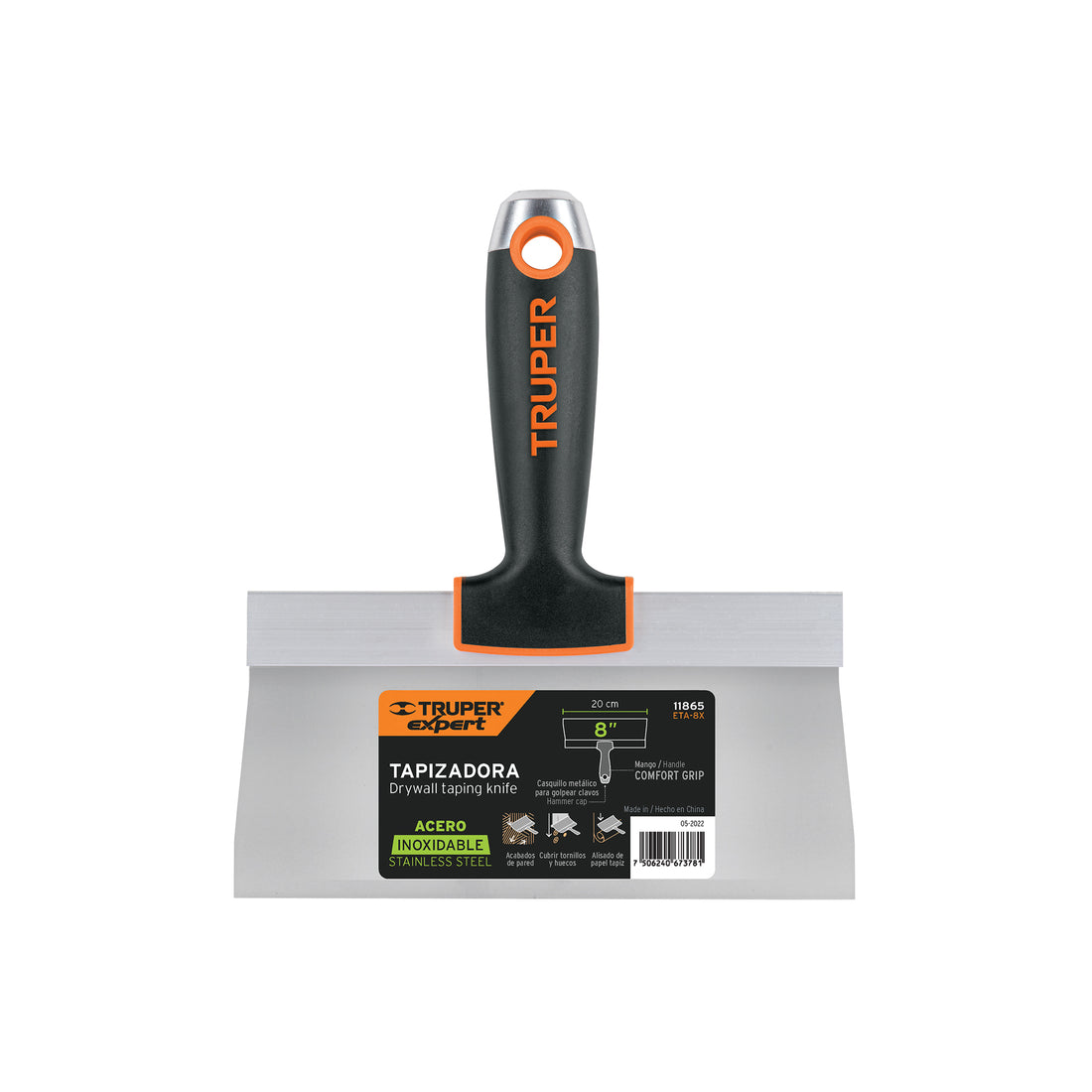 Espátula tapizadora de 8" acero inoxidable, TRUPER EXPERT