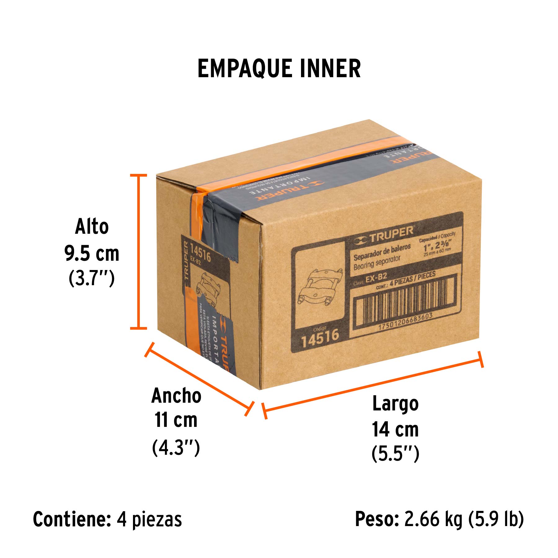 Separador de baleros de 25 a 62 mm, TRUPER - Empaque