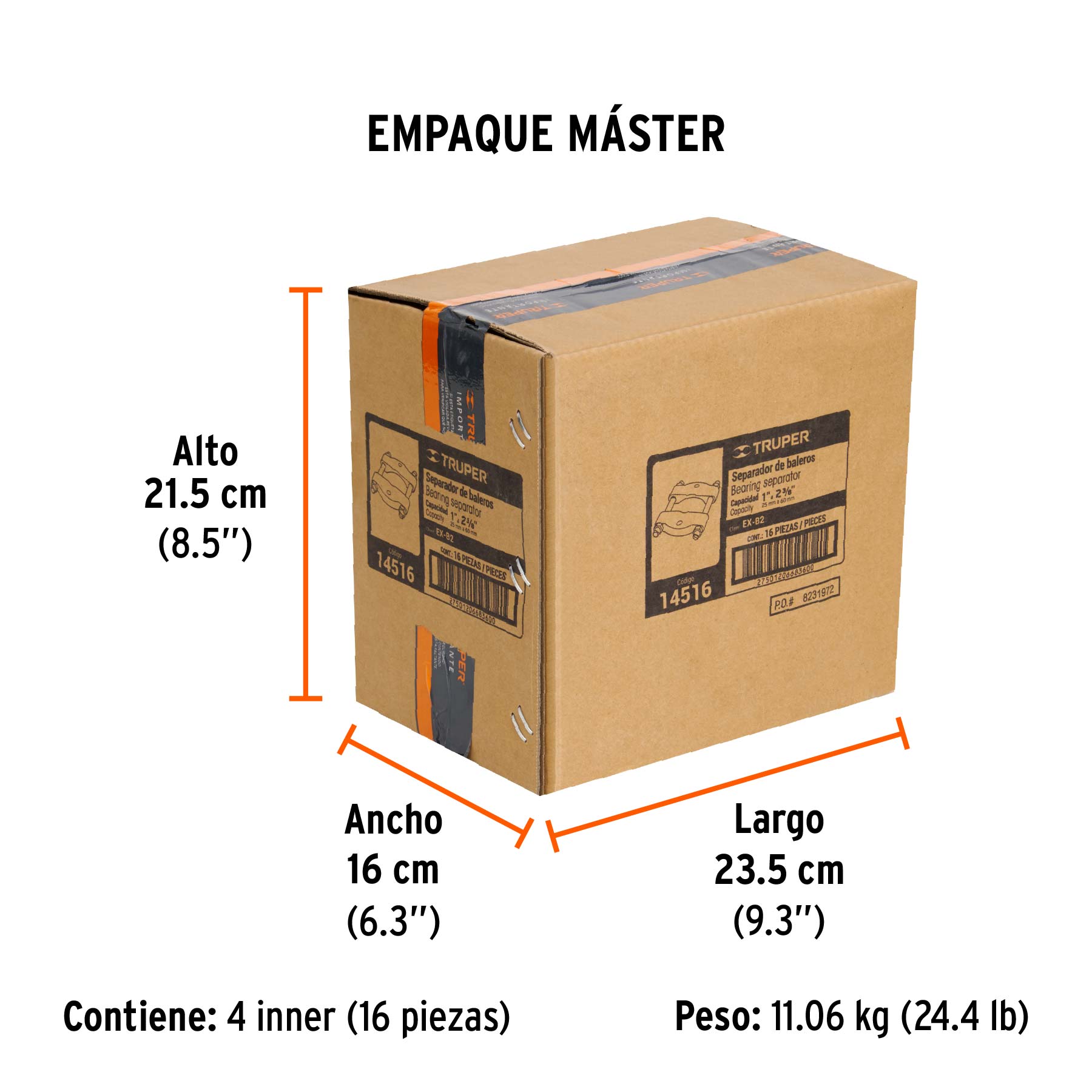 Separador de baleros de 25 a 62 mm, TRUPER - Empaque