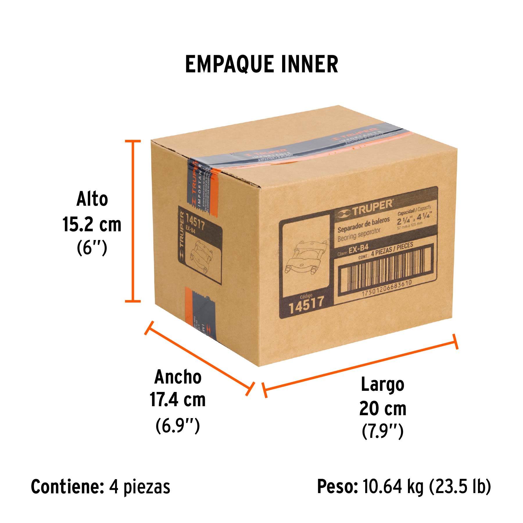 Separador de baleros de 57 a 108 mm, TRUPER - Empaque