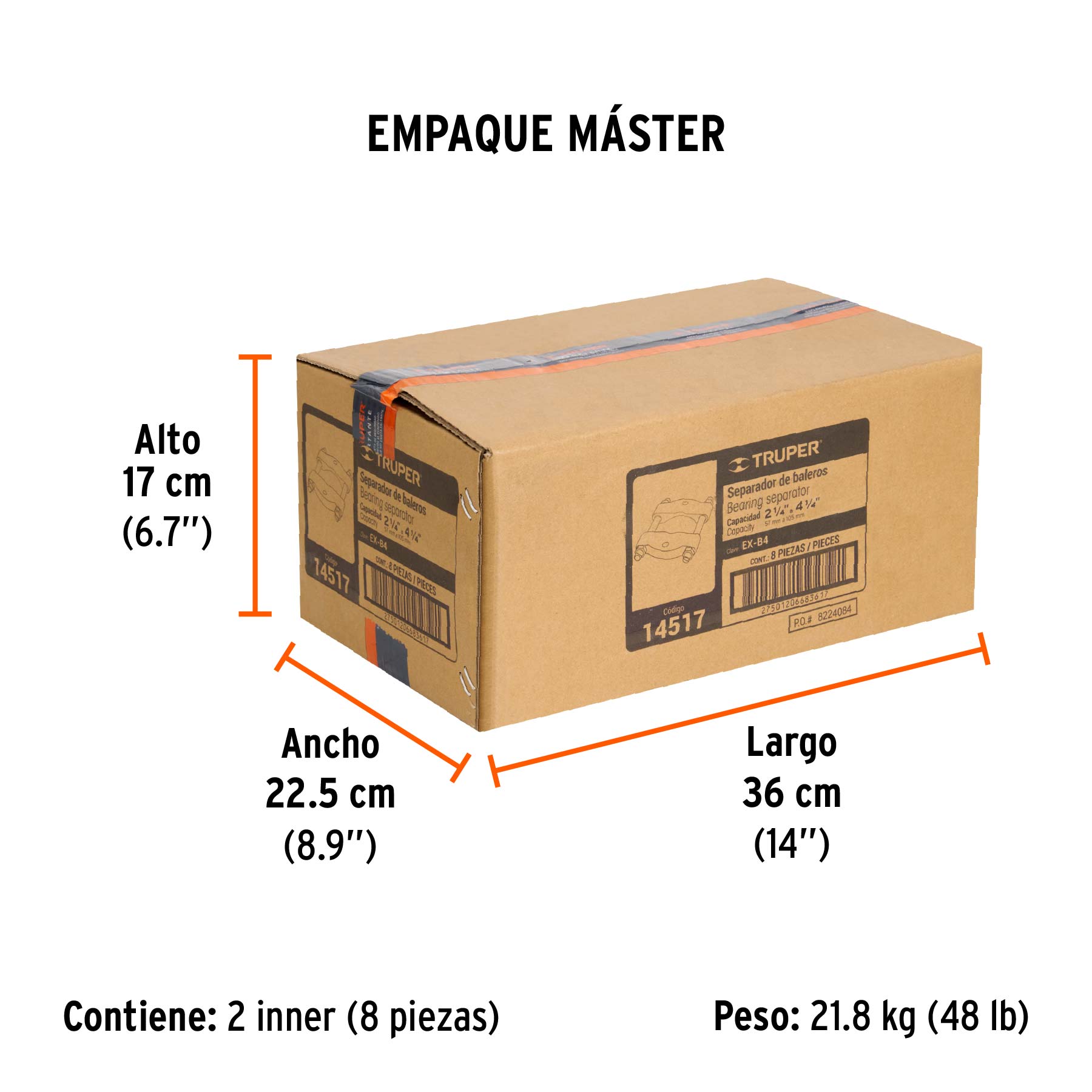 Separador de baleros de 57 a 108 mm, TRUPER - Empaque