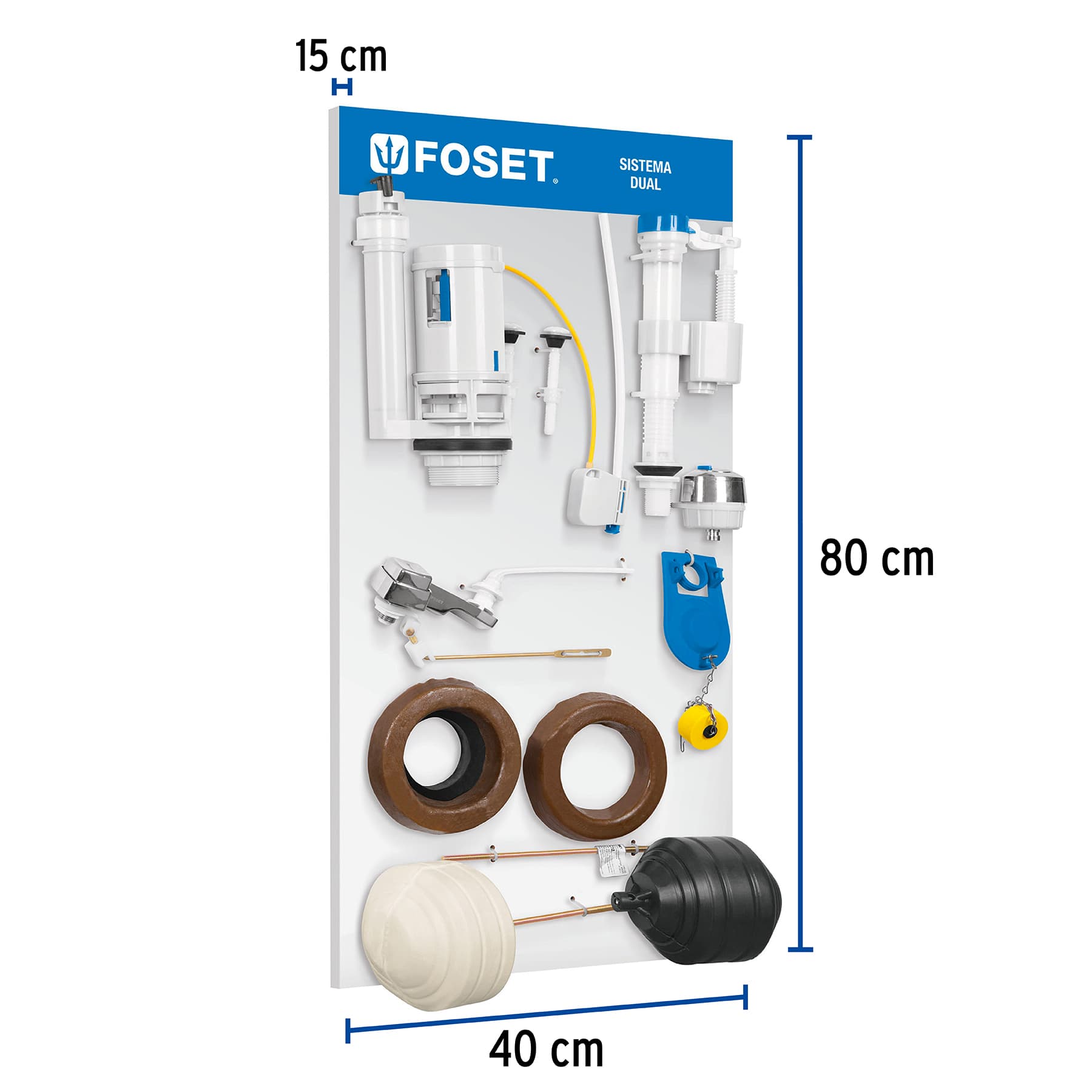Exhibidor con accesorios para WC DUO, FOSET