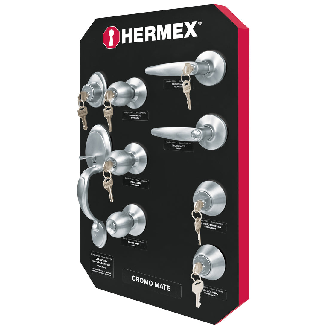 Exhibidor HERMEX con cromo mate