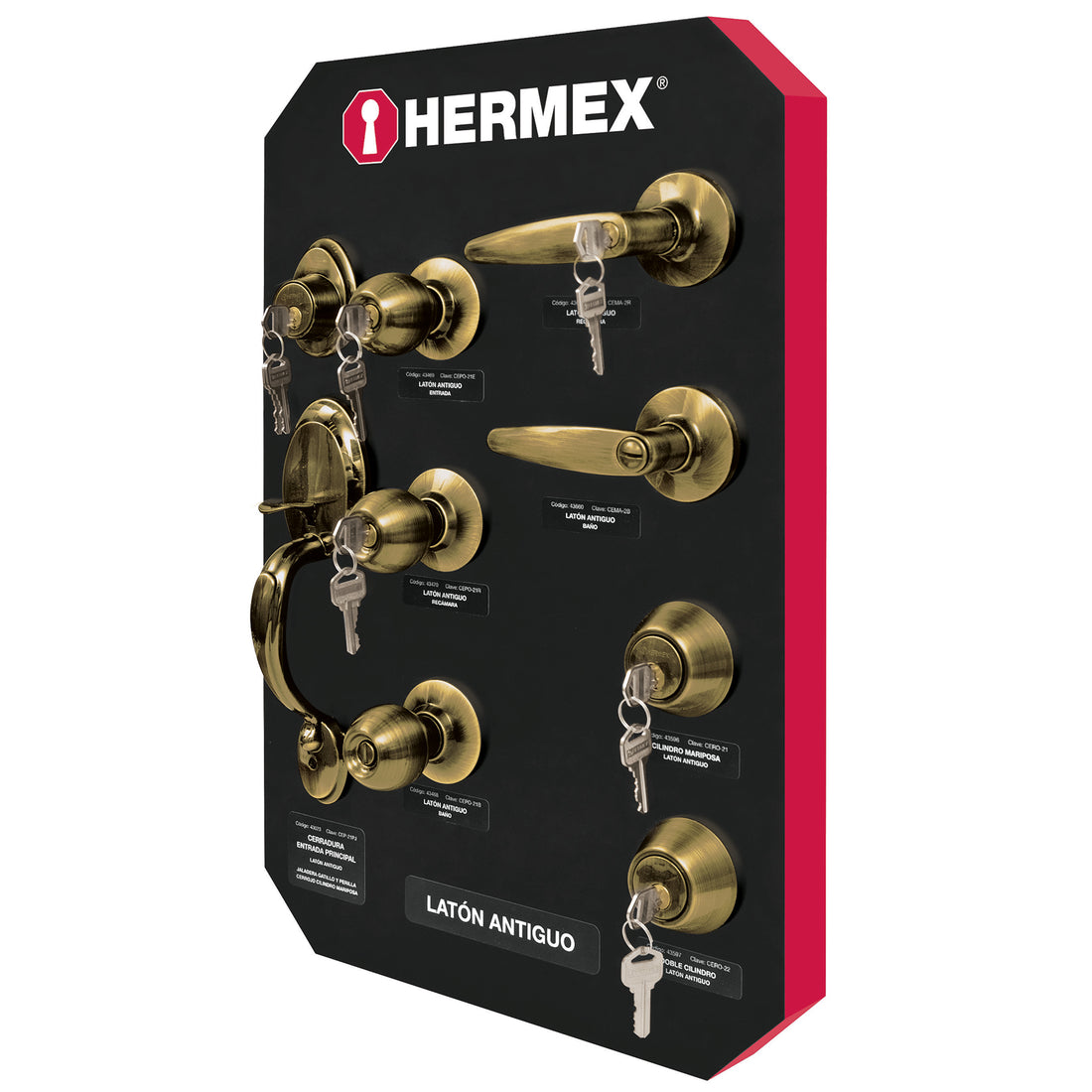 Exhibidor HERMEX con latón antiguo