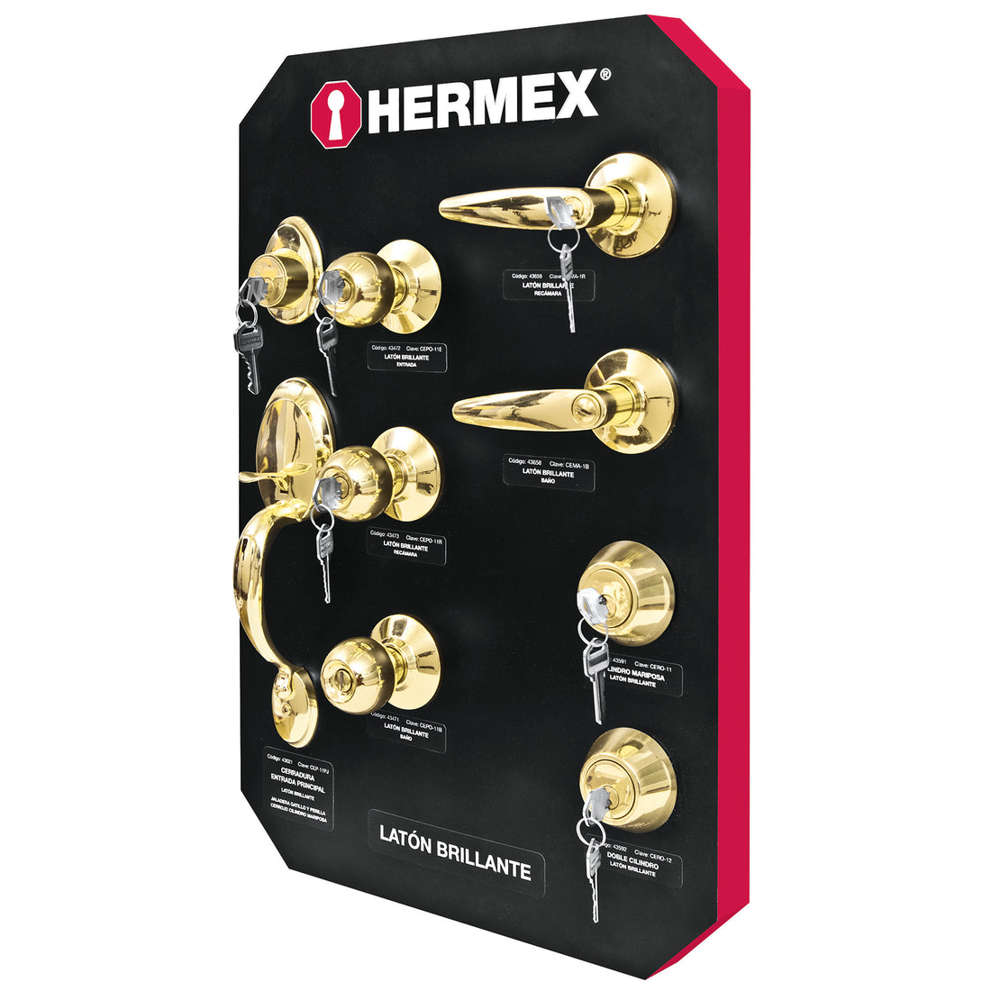 Exhibidor HERMEX con latón brillante