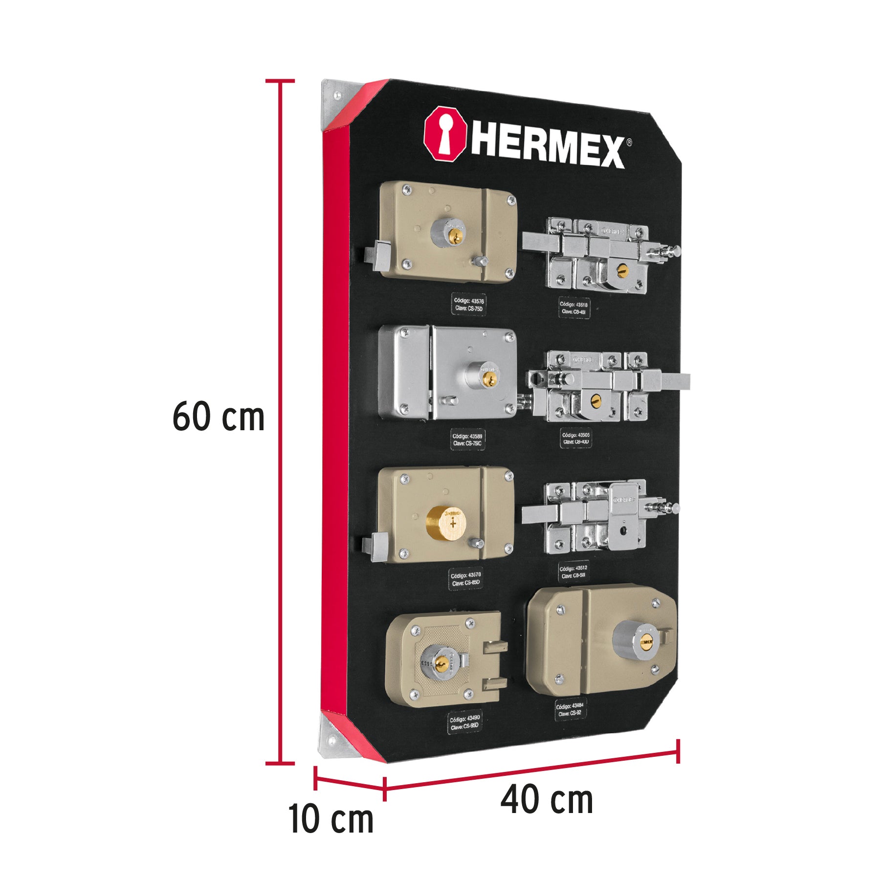 Exhibidor con cerraduras, HERMEX