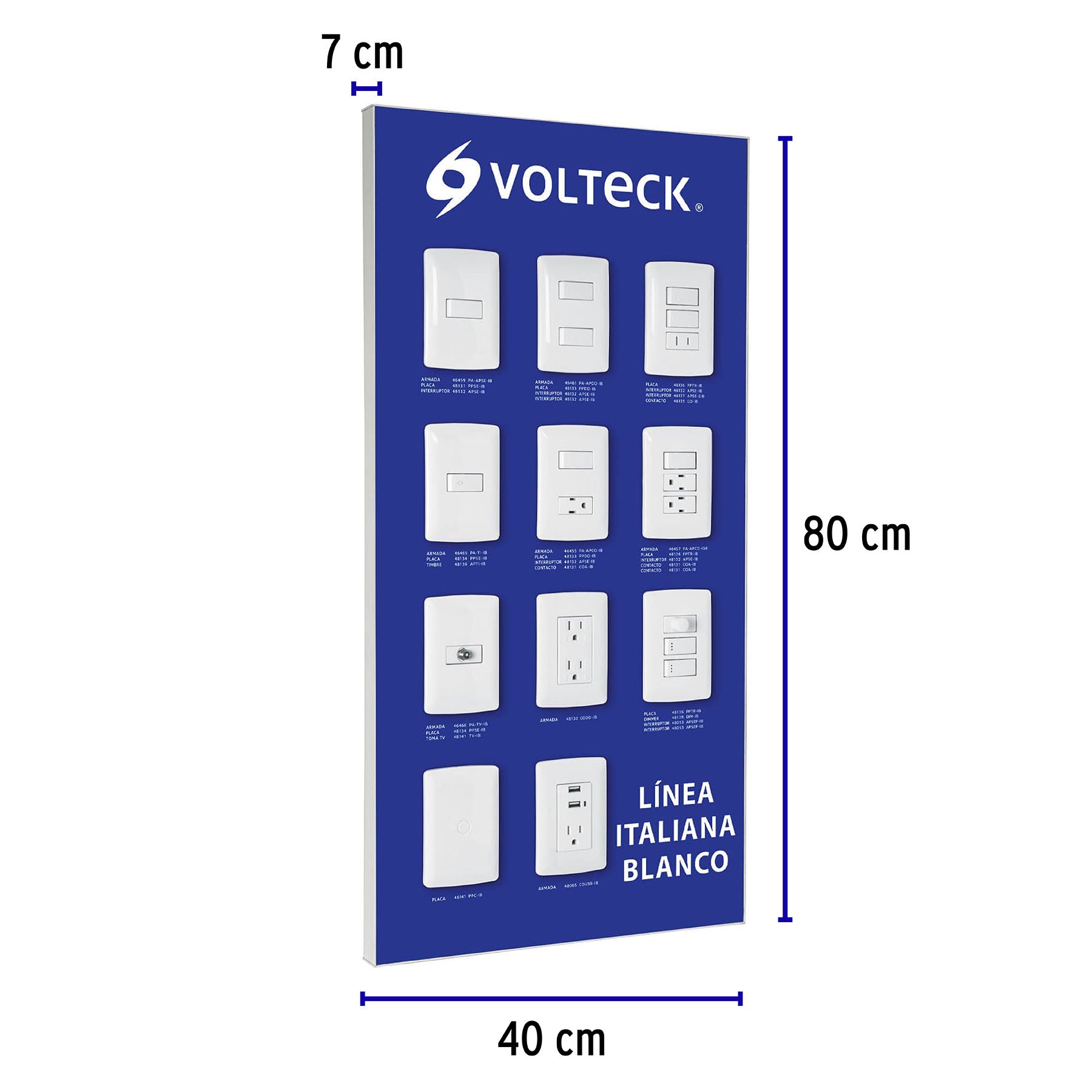 Exhibidor línea italiana blanco, VOLTECK