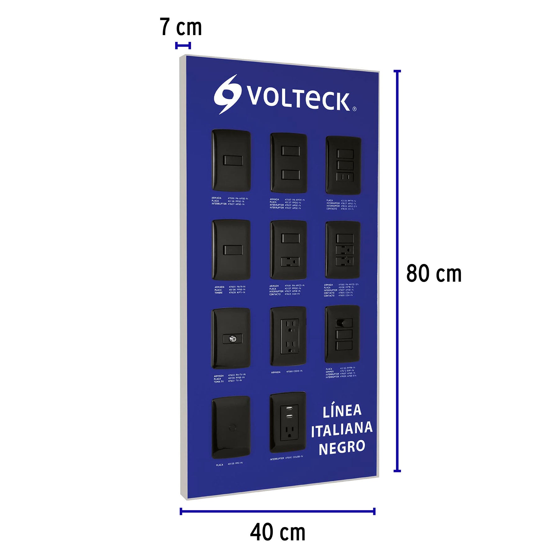 Exhibidor línea italiana negro, VOLTECK