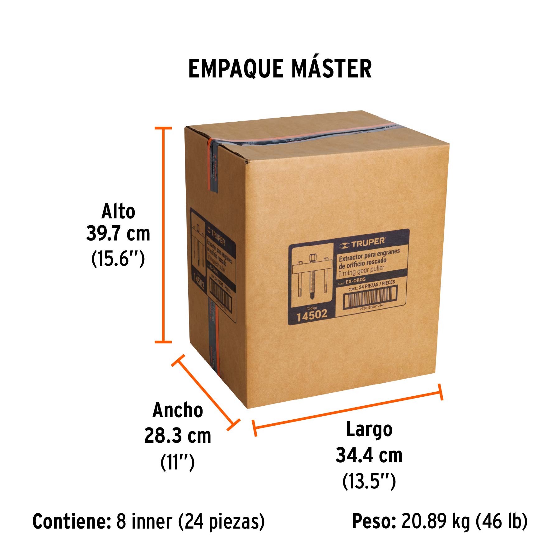 Extractor para engranes y orificios roscados, TRUPER - Empaque