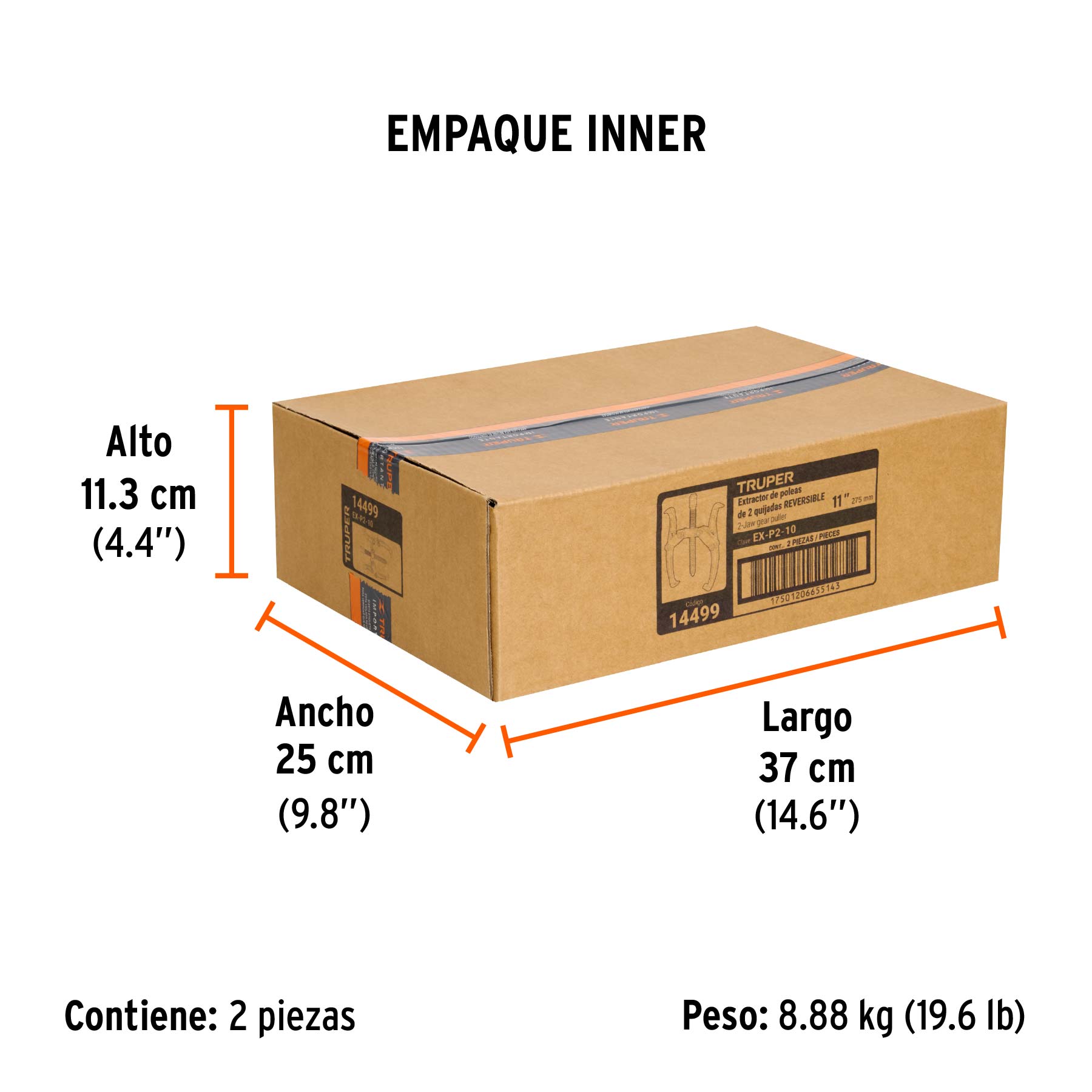 Extractor de poleas, 2 quijadas, 10", TRUPER - Empaque