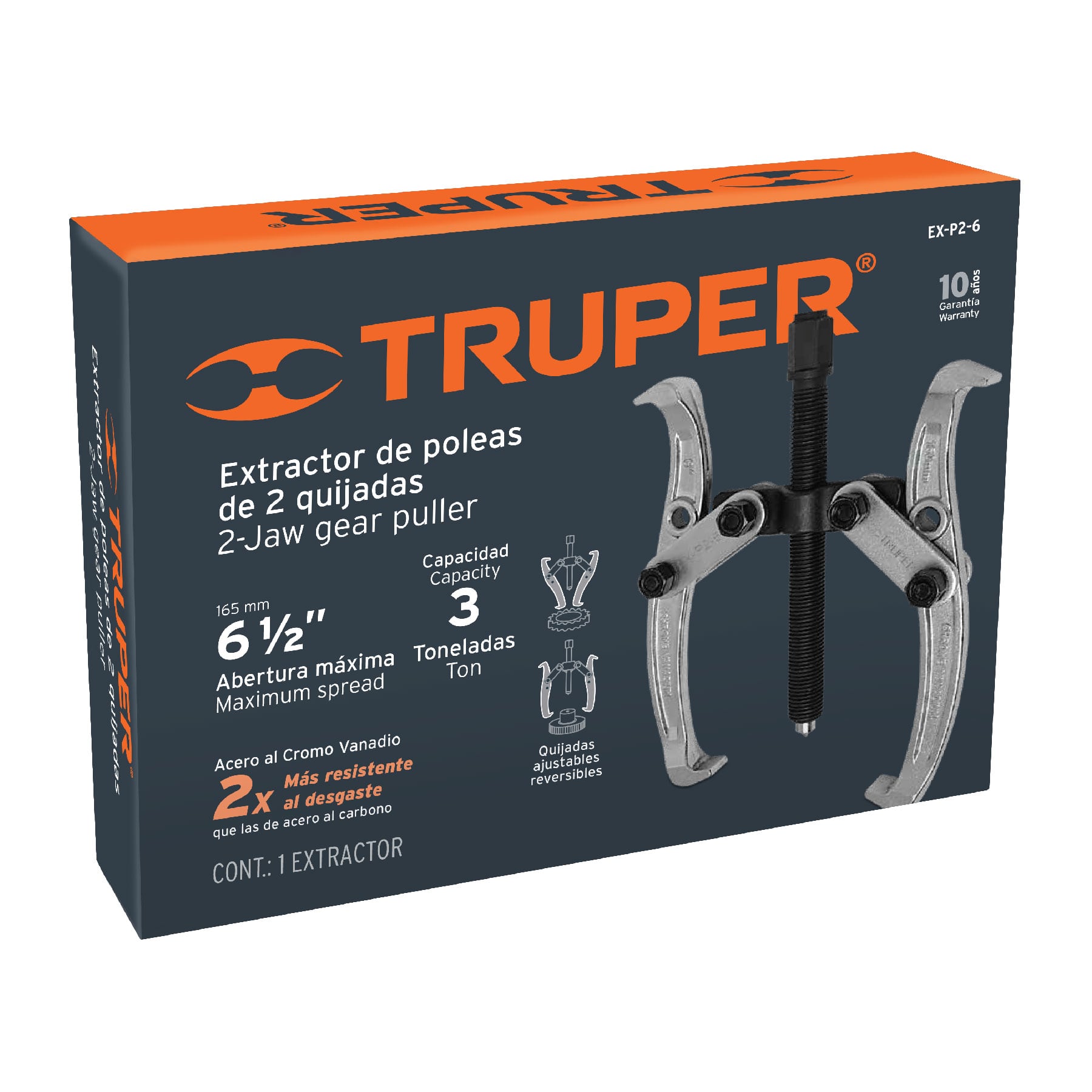 Extractor de poleas, 2 quijadas, 6", TRUPER