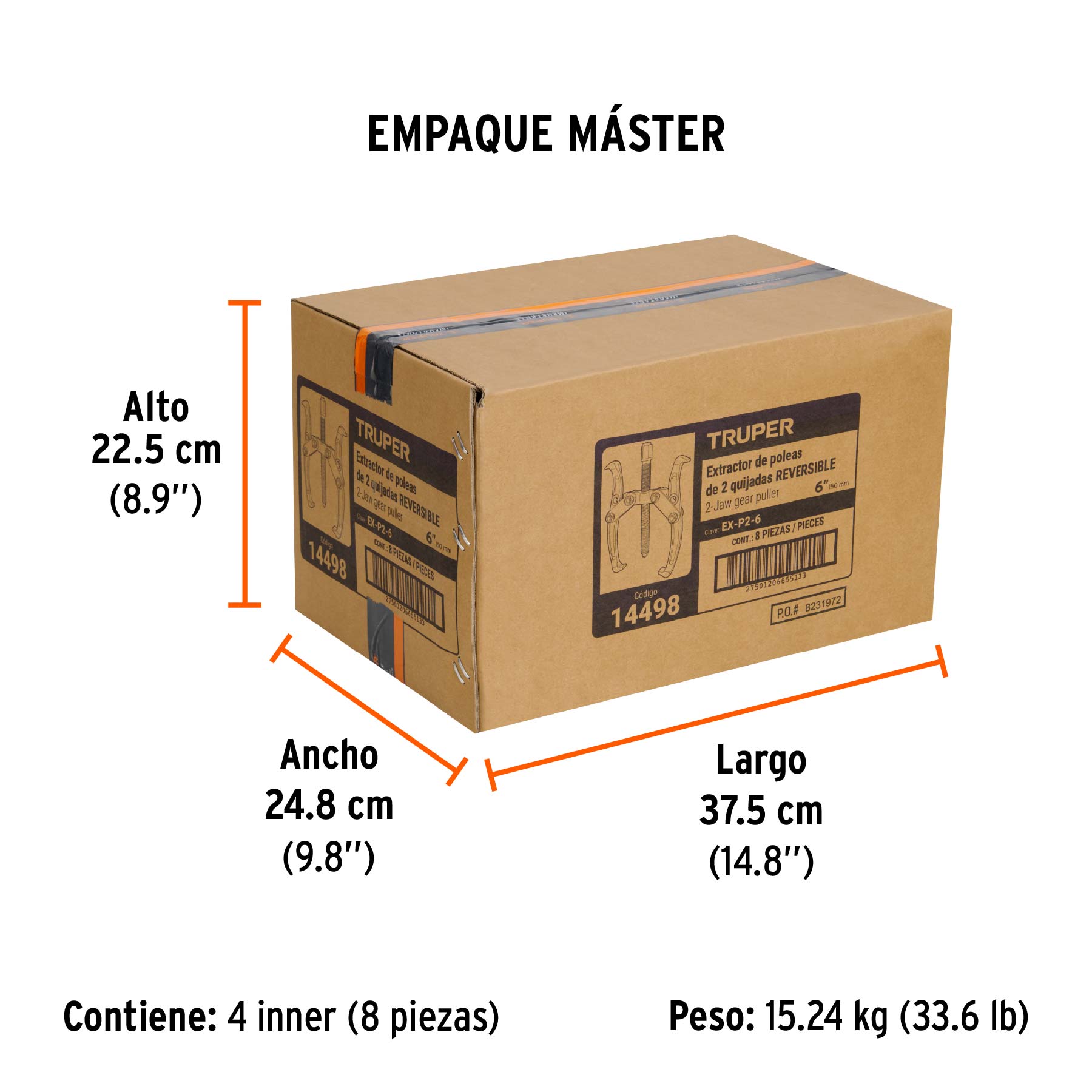 Extractor de poleas, 2 quijadas, 6", TRUPER - Empaque