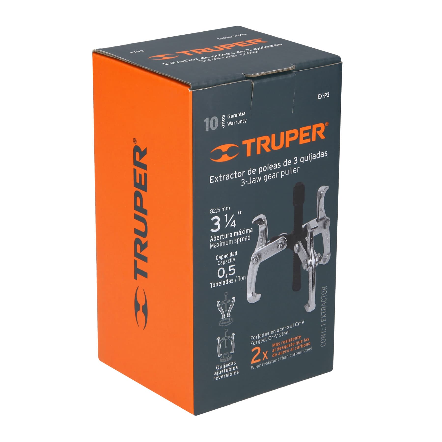 Extractor de poleas, 3 quijadas, 3", TRUPER
