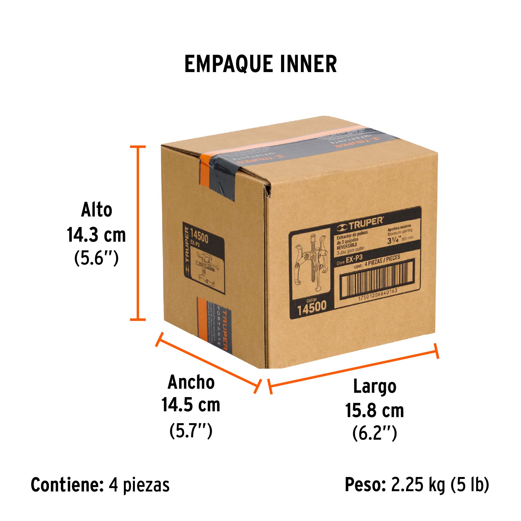 Extractor de poleas, 3 quijadas, 3", TRUPER - Empaque