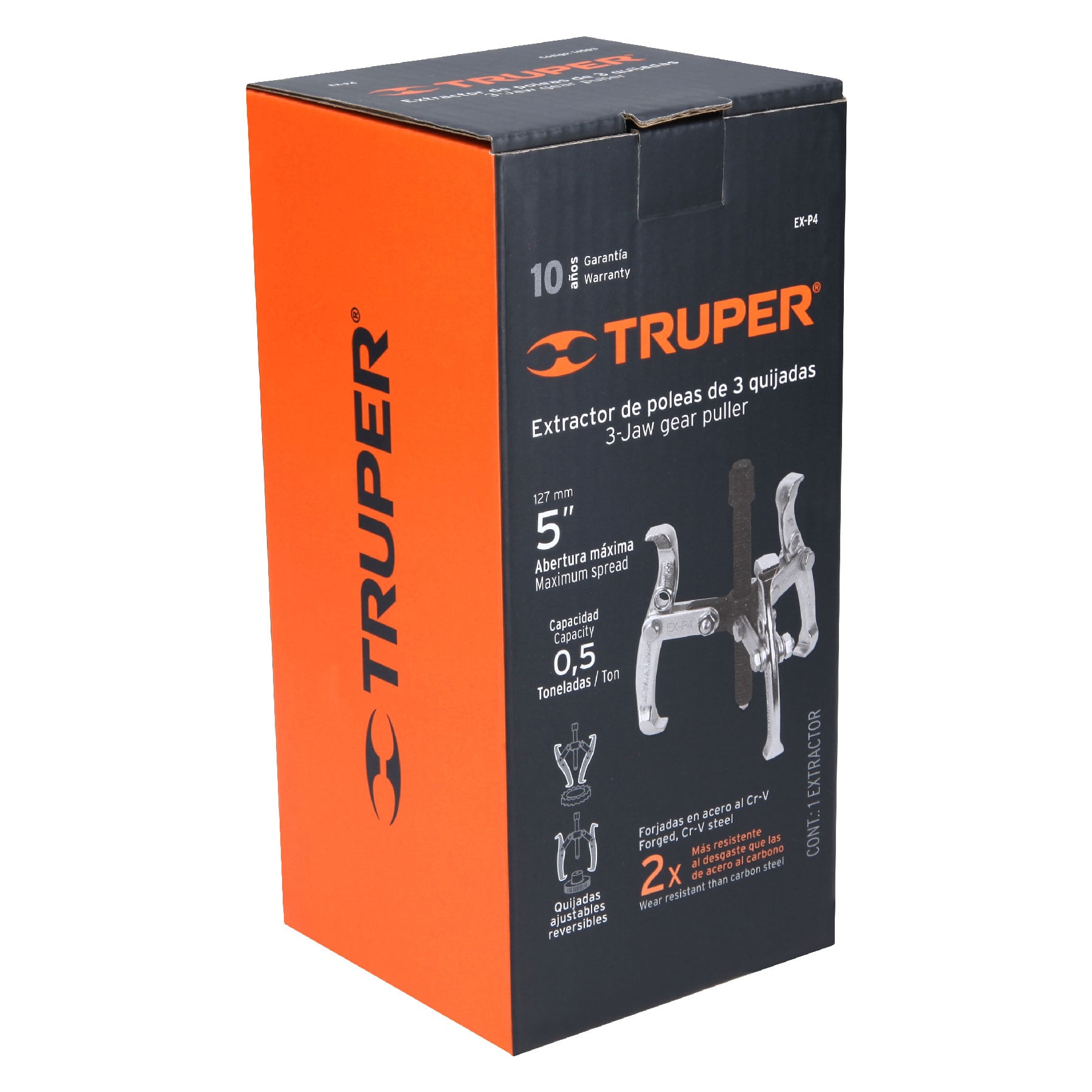 Extractor de poleas, 3 quijadas, 4", TRUPER