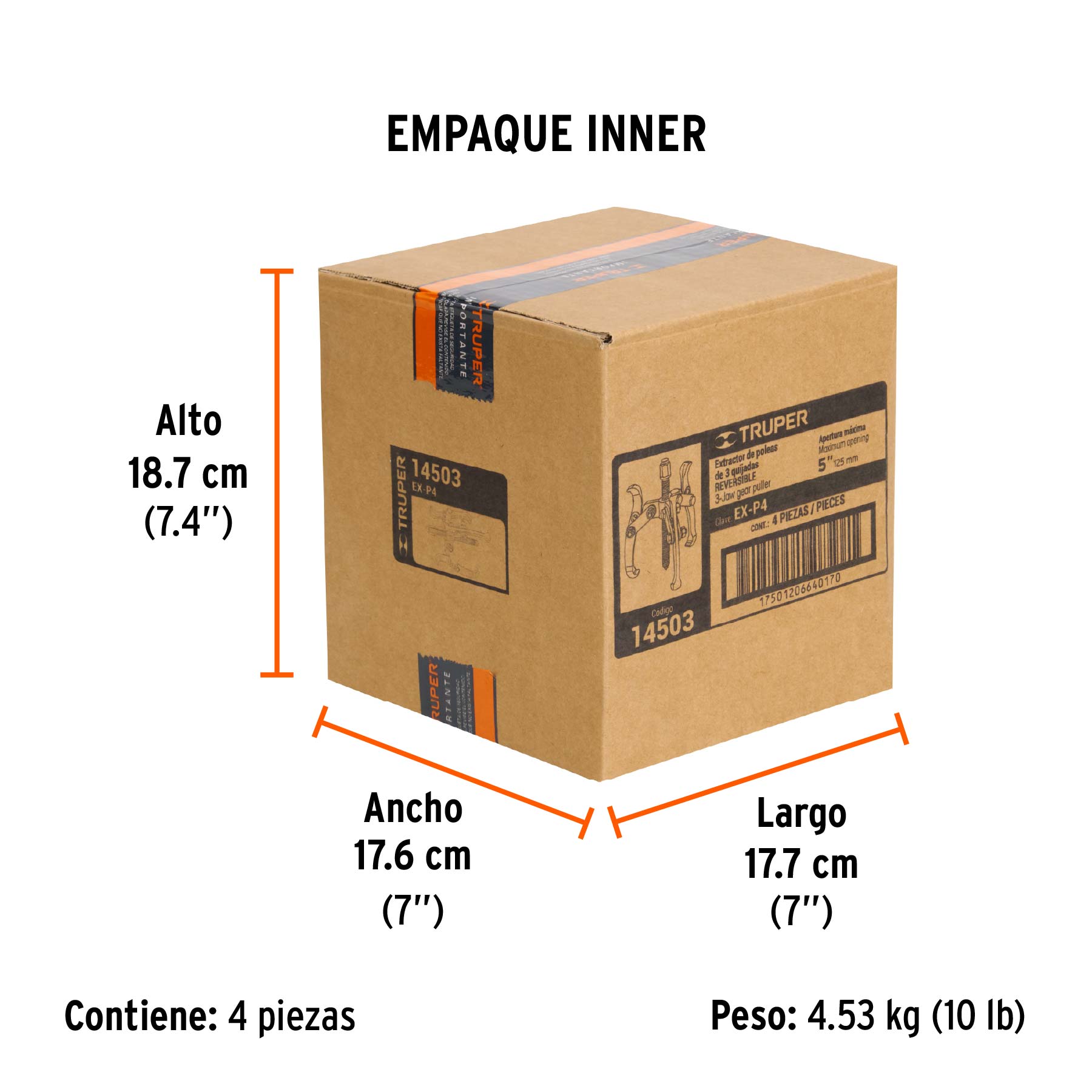 Extractor de poleas, 3 quijadas, 4", TRUPER - Empaque