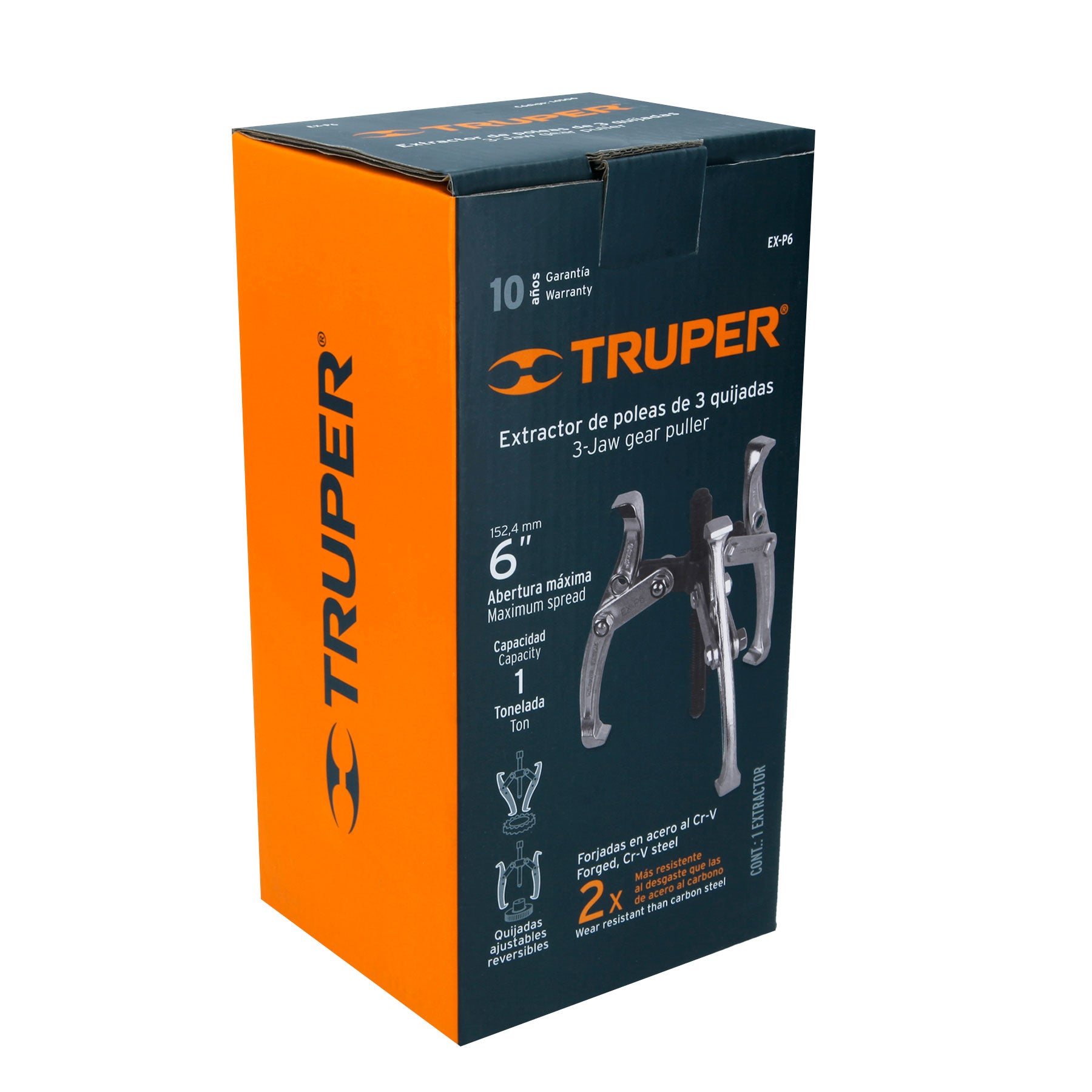 Extractor de poleas, 3 quijadas, 6", TRUPER