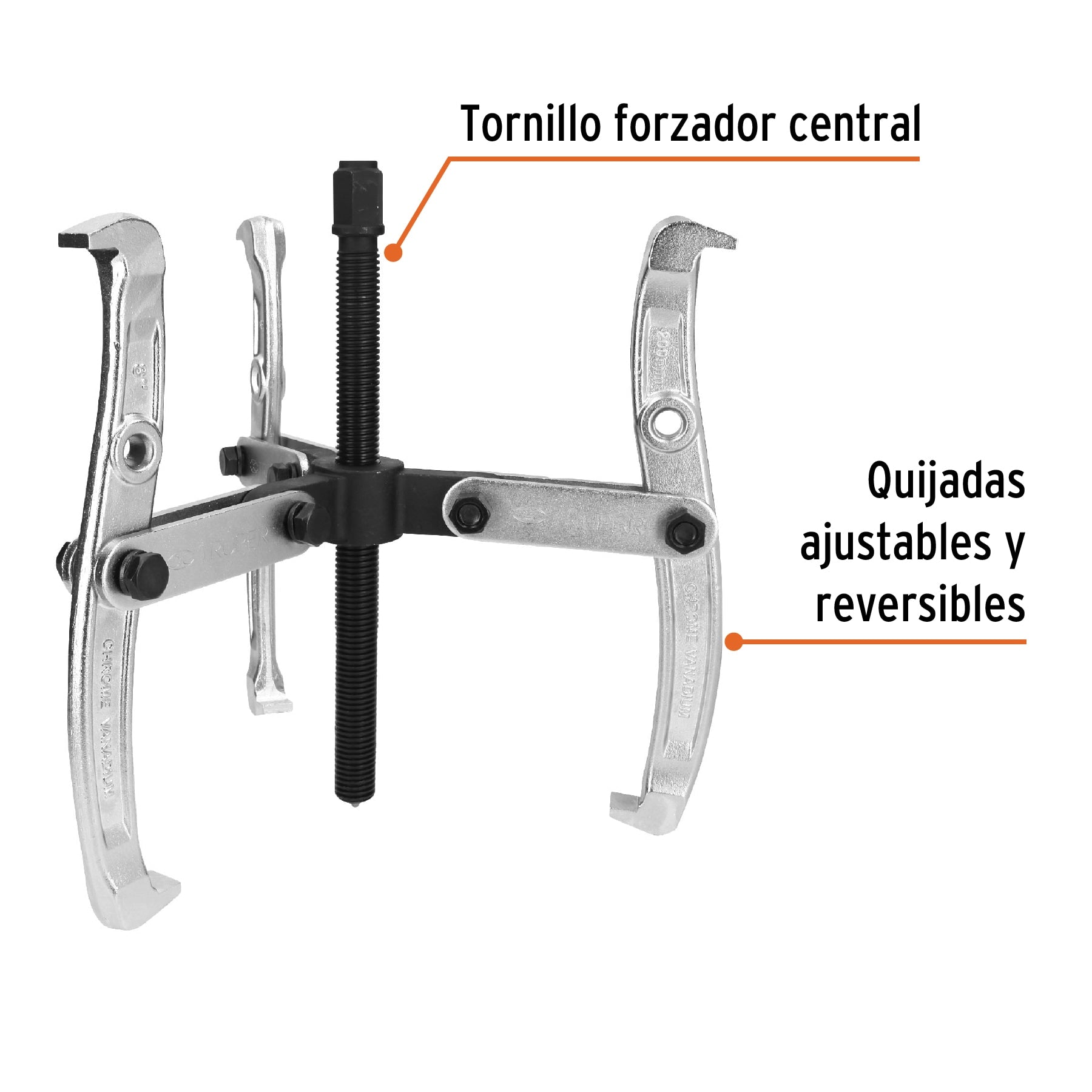 Extractor de poleas, 3 quijadas, 8", TRUPER